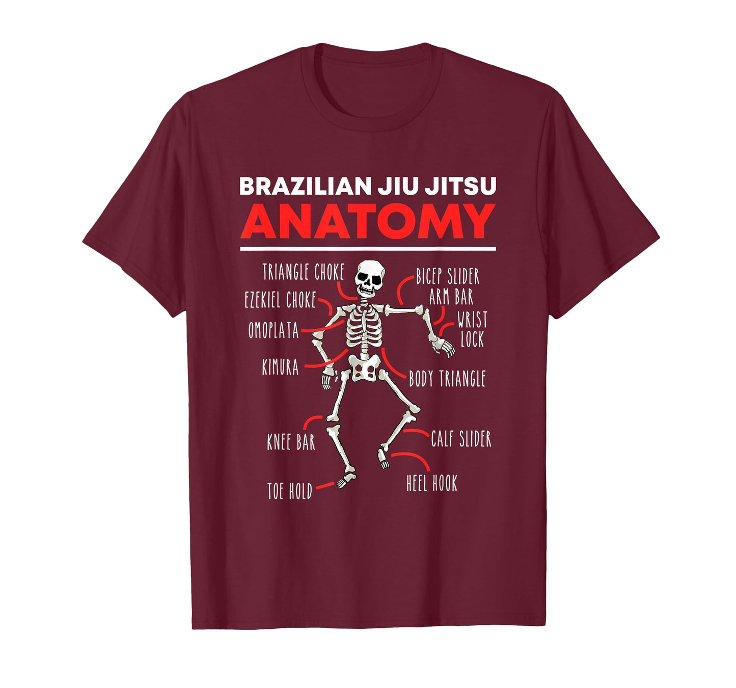 Brazilian Jiu Jitsu Anatomy Skeleton Funny Mix Martial Arts T-Shirt