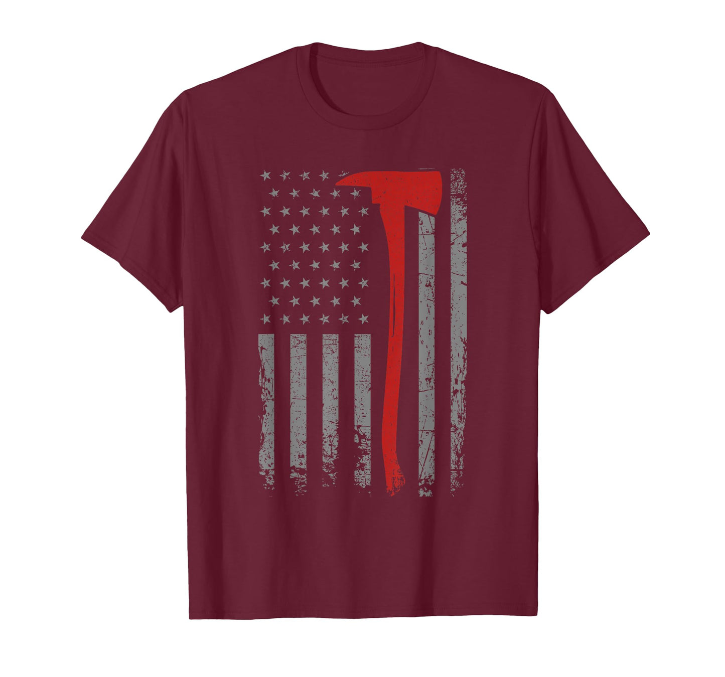 Wildland Firefighter Axe American Flag Thin Red Line Fireman T-Shirt