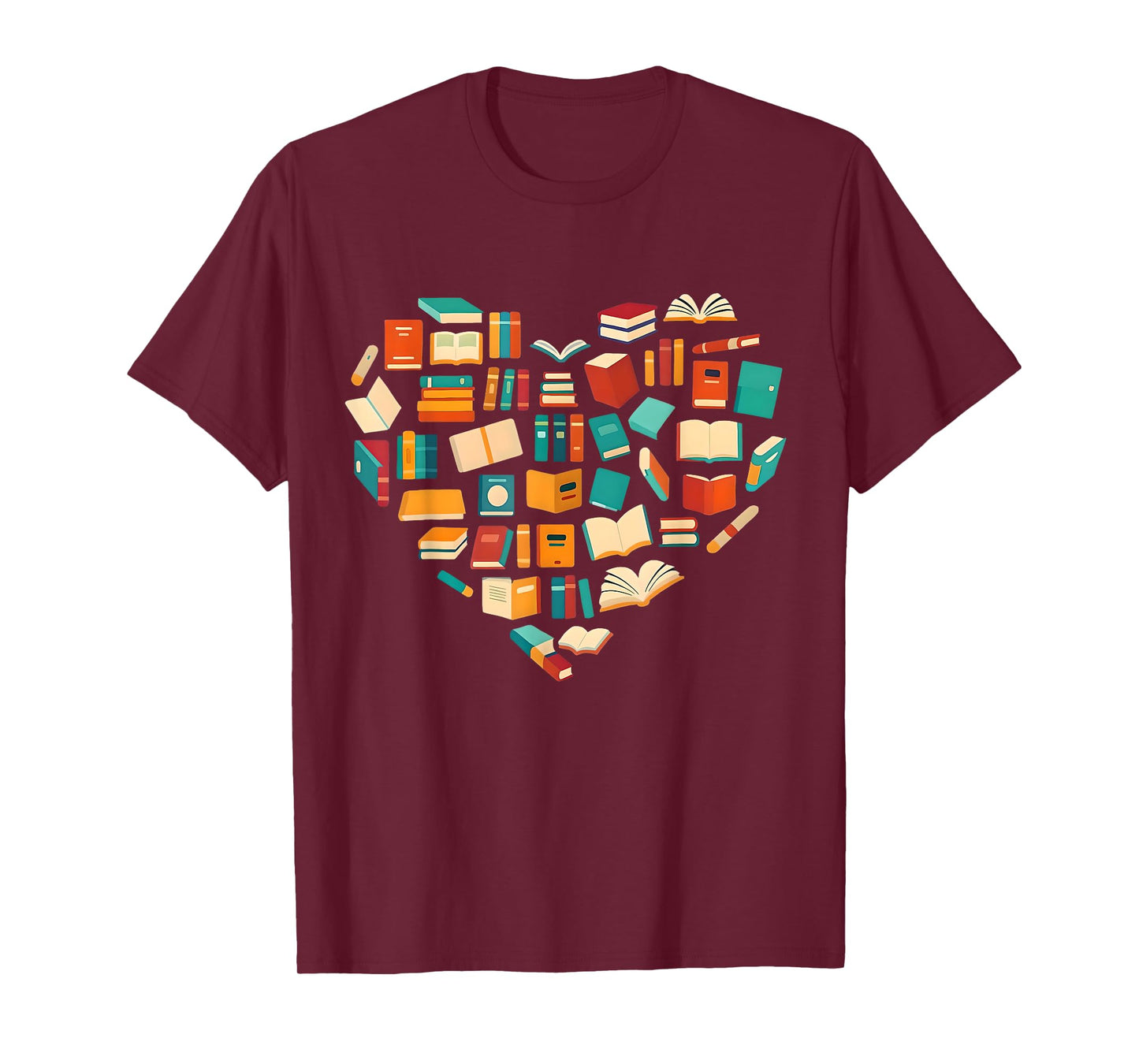 Book Lover Heart Book Reading Bookworm Librarian Teacher T-Shirt