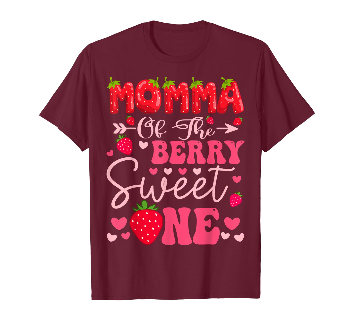 Momma Of The Berry Sweet One Strawberry 1St Birthday Girl T-Shirt