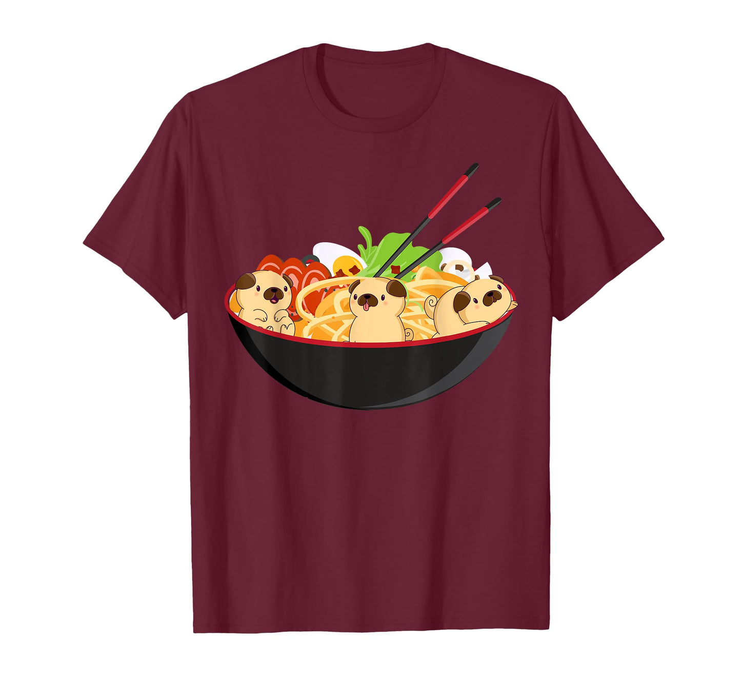 Cute Pug & Ramen Tee Kawaii Anime Pug Puppy Lover Gift T-Shirt