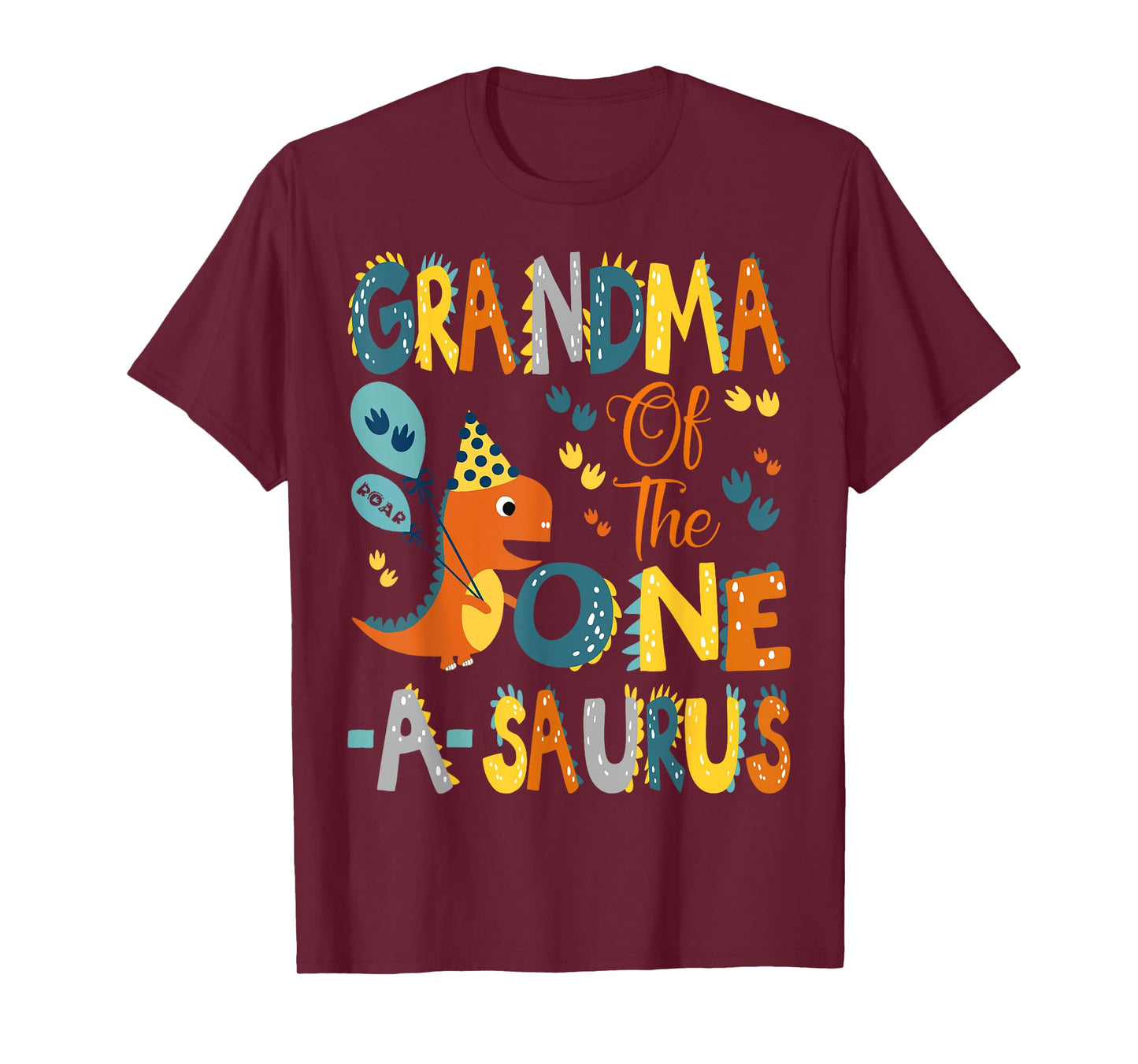 Dinosaur T-Rex 1St Birthday Matching Family Grandma Of The One-A-Saurus 1St Birthday Dinosaur Party Unisex-Adults, Unisex-Kids Black Short Sleeve T-Shirt