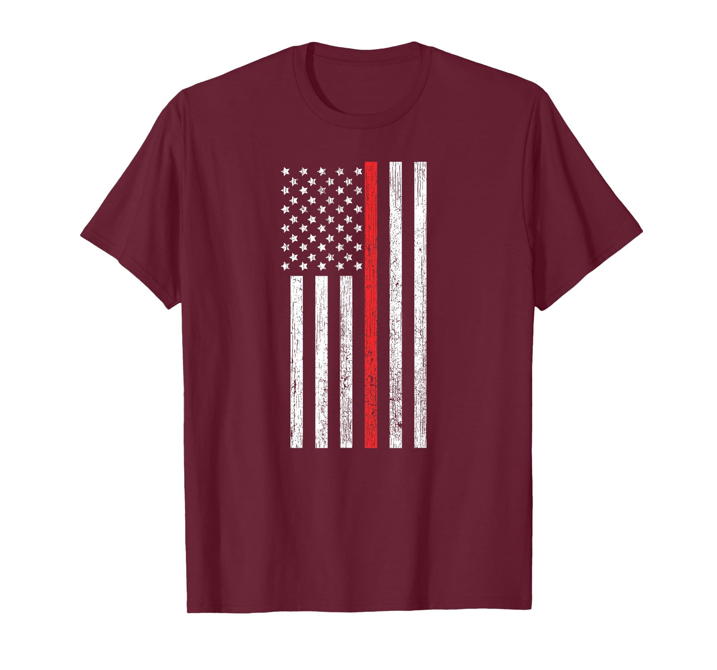 Thin Red-Line Firefighter Flag Distressed Effect T-Shirt