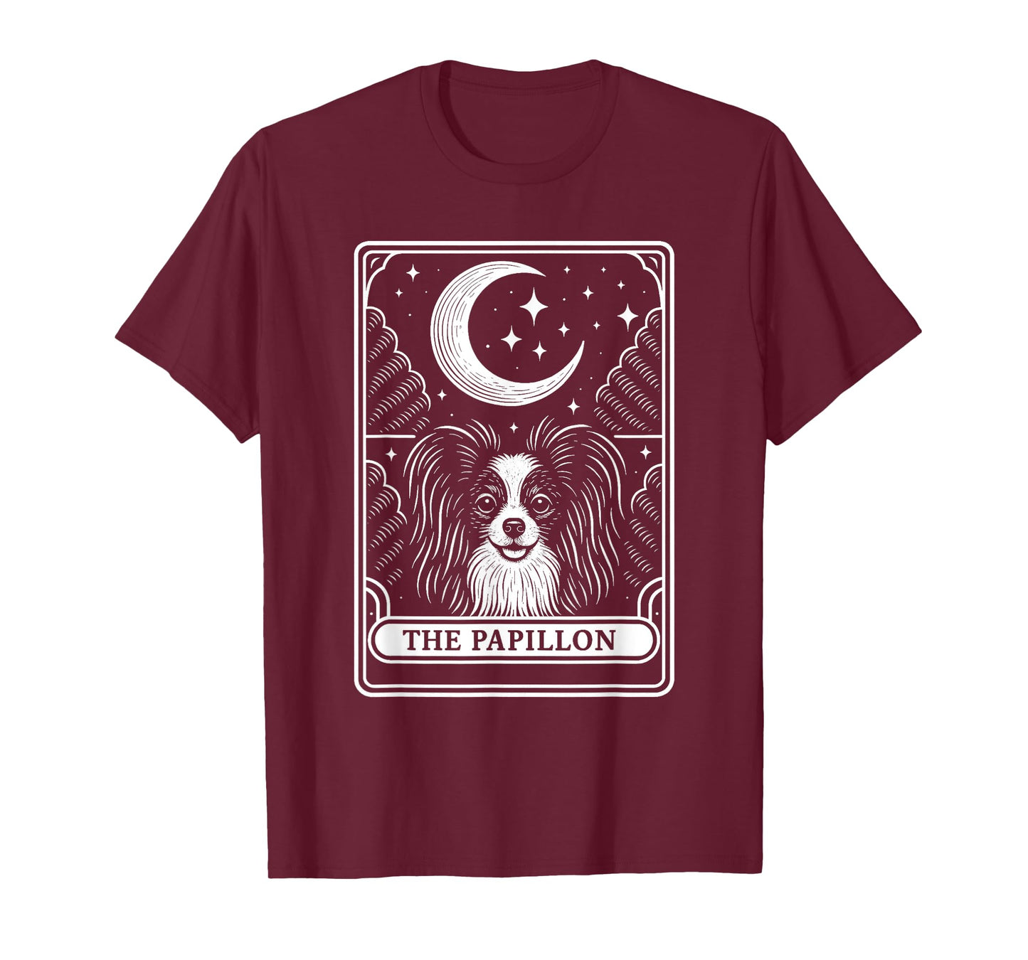 Papillon Dog Mom Tarot Card Vintage Crescent Moon T-Shirt
