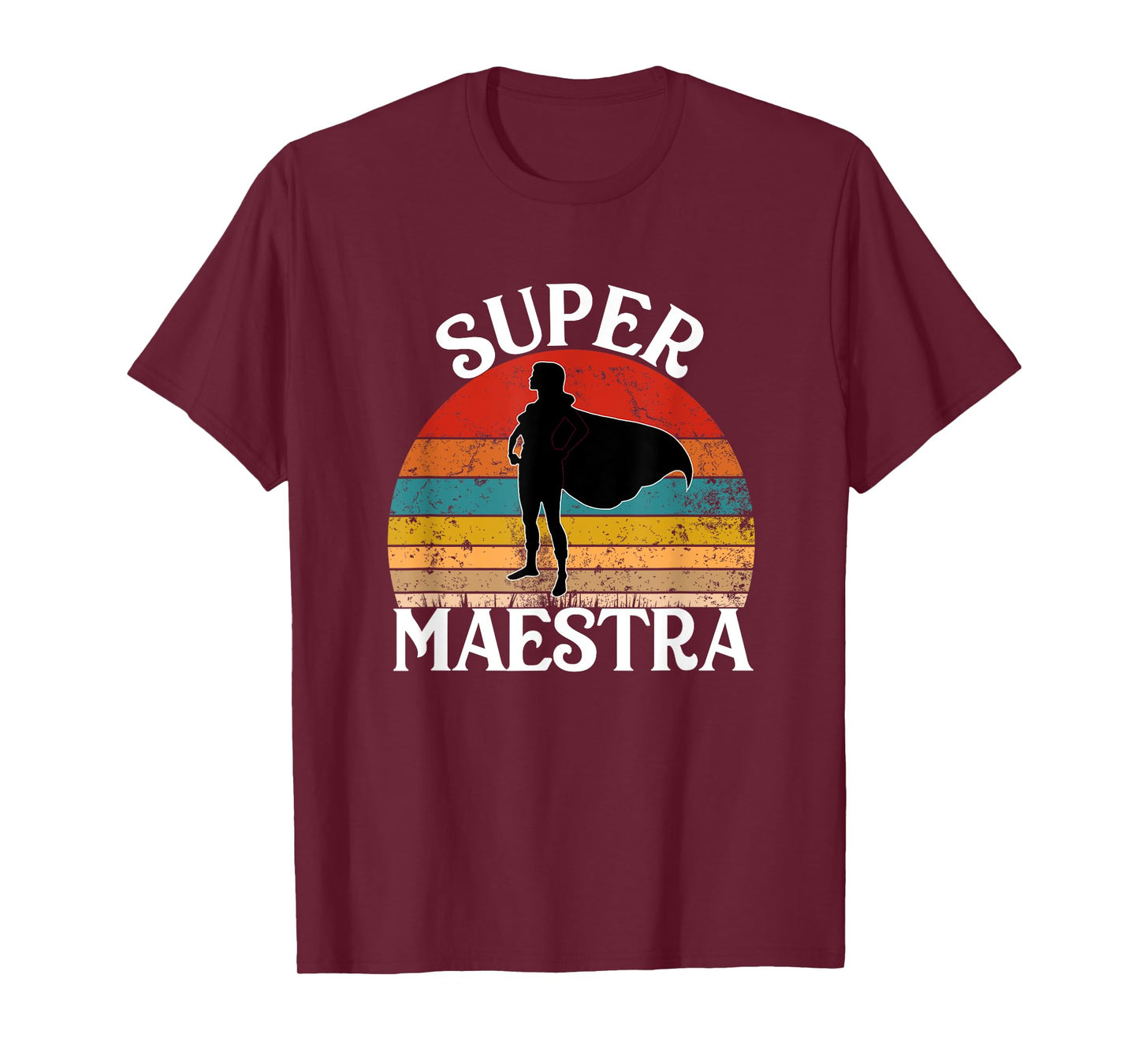 Super Maestra Spanish Teacher Funny Vintage Woman Hero T-Shirt