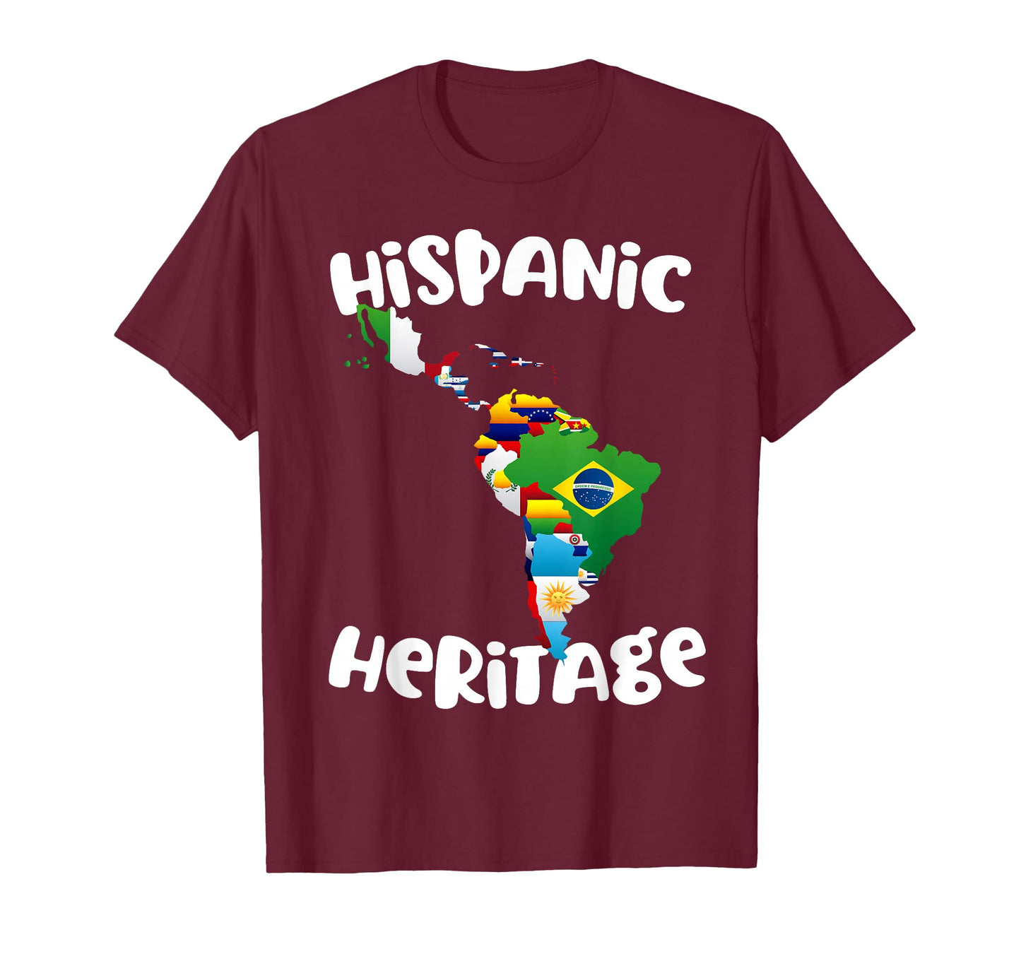 Hispanic Heritage Month All Countries Flag Inspiration Map T-Shirt