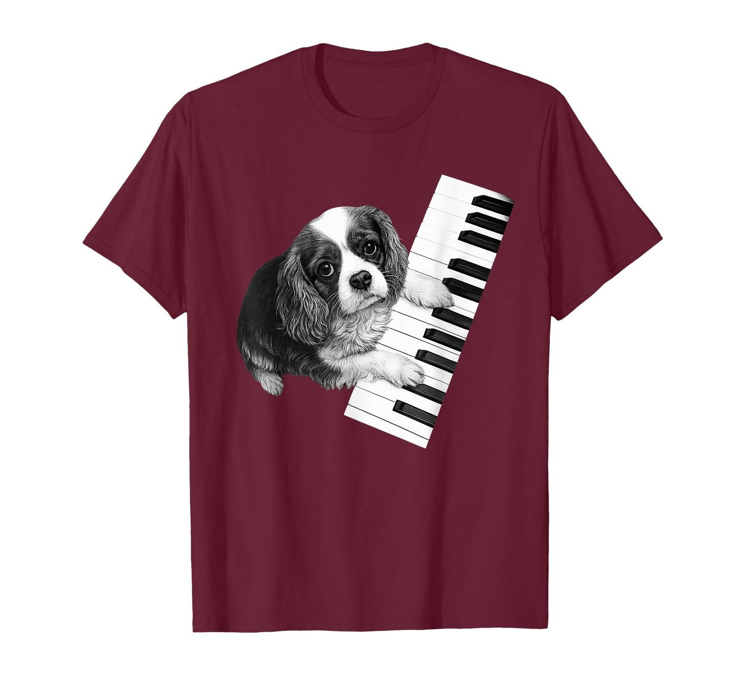 Cavalier King Charles Spaniel Playing Piano Pianist Dog T-Shirt