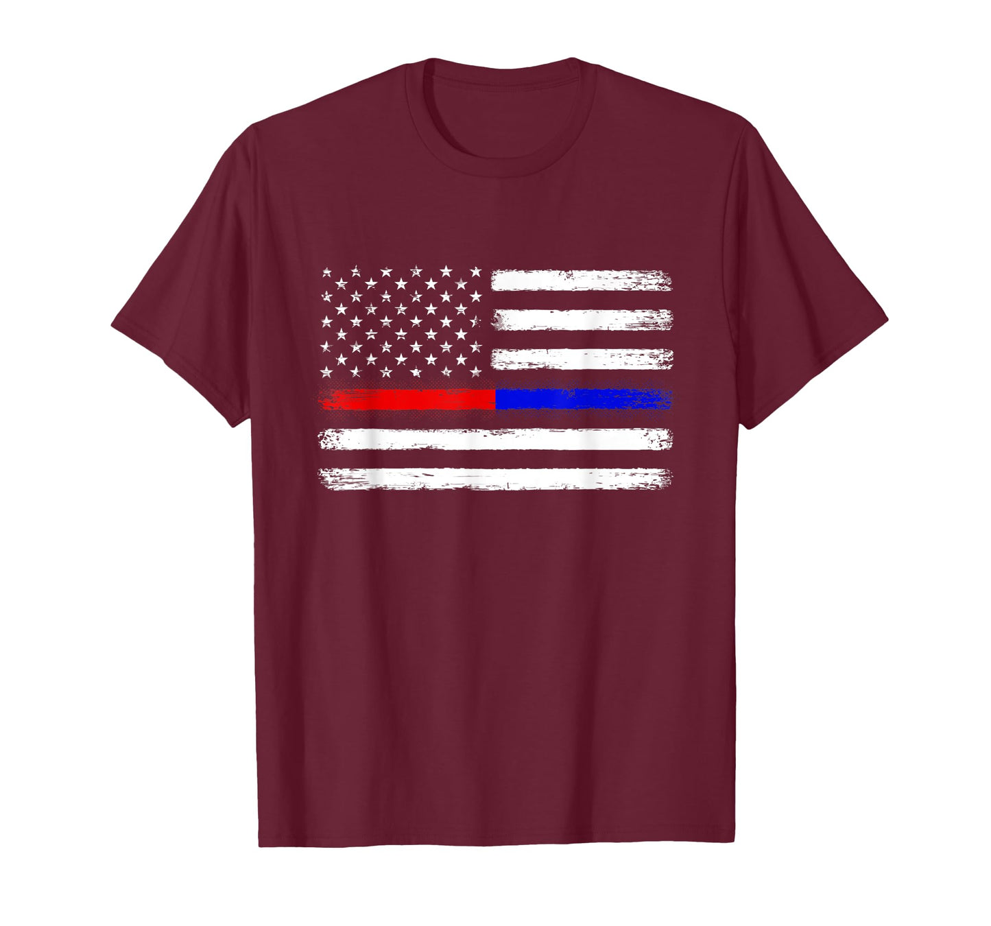 Thin Red Blue Line Flag Support Police Firefighter Patriotic Women Kids Men T-Shirt