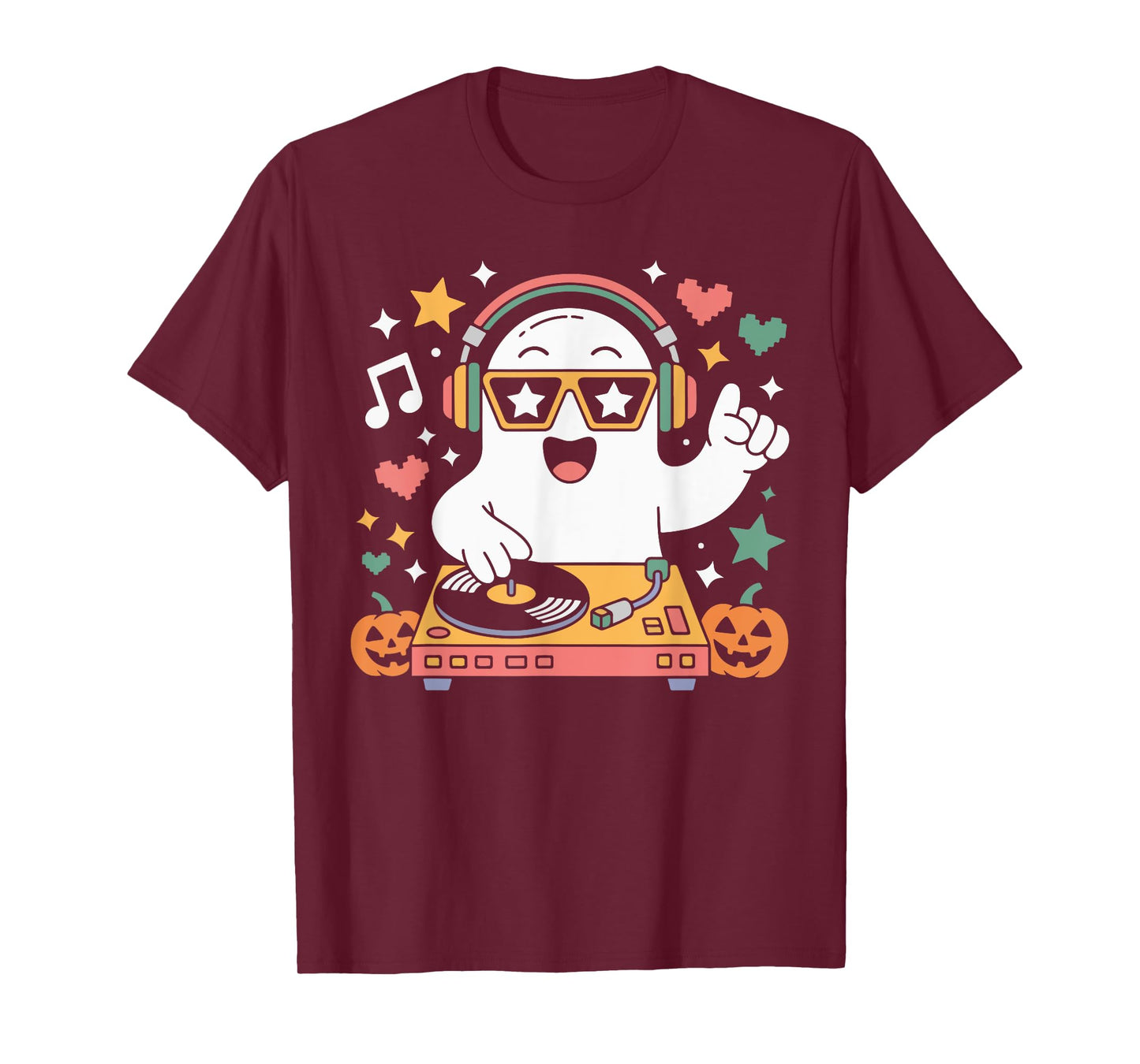 Humor Halloween Ghost DJ with Turntable Music Costume T-Shirt