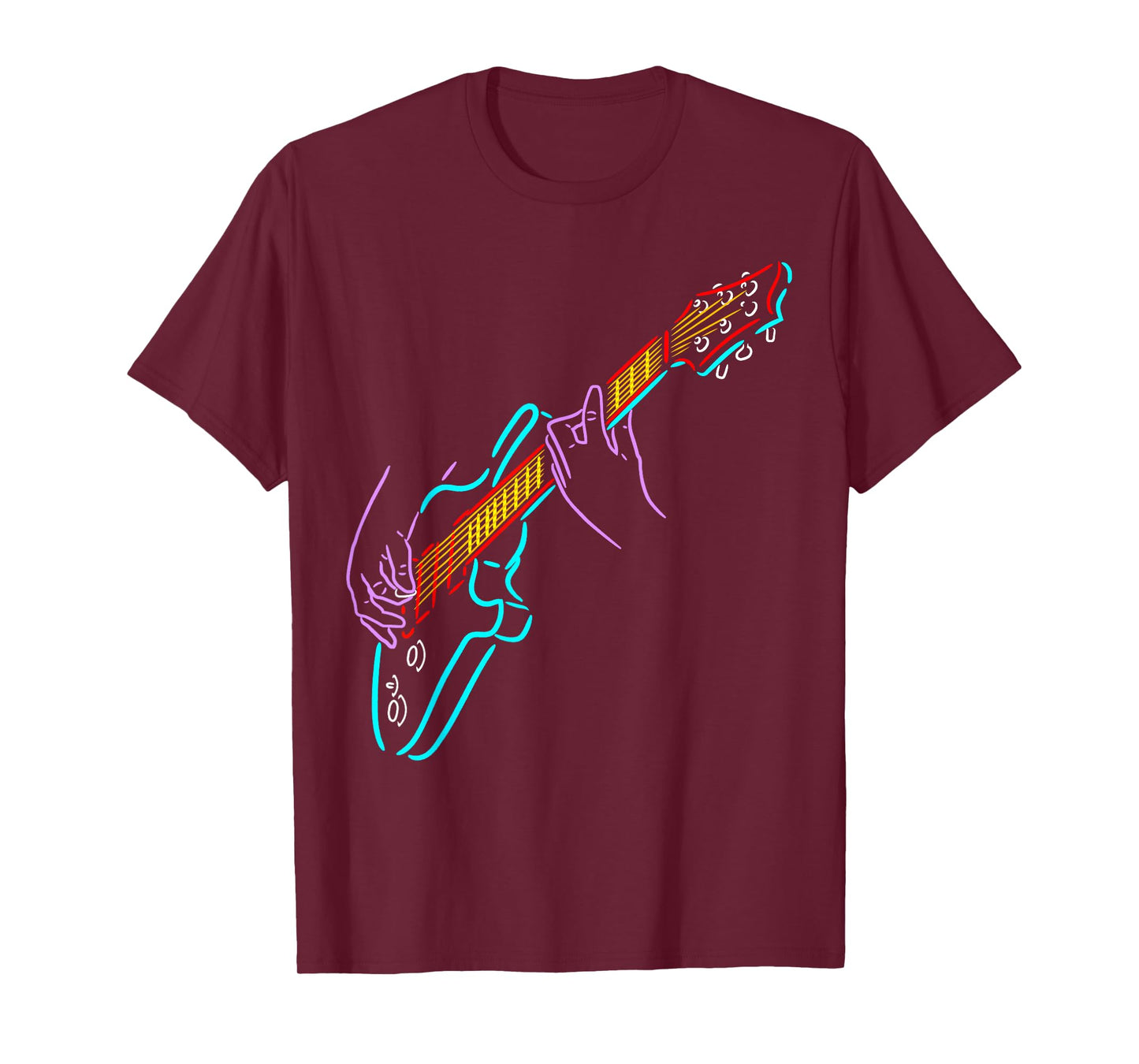 Colorful Bass Guitarist's Hands Rock and Roll Guitar Player T-Shirt
