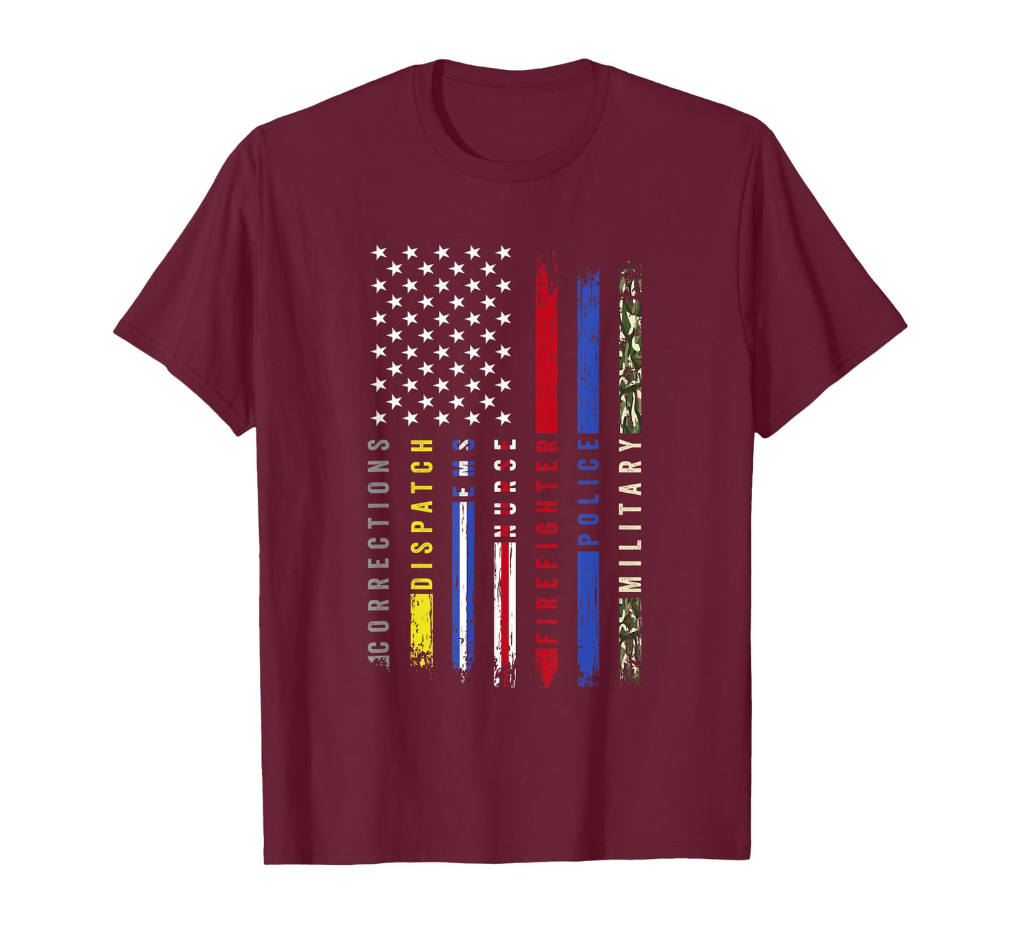 First Responder Hero Flag Nurse EMS Police Fire Brigade Military T-Shirt