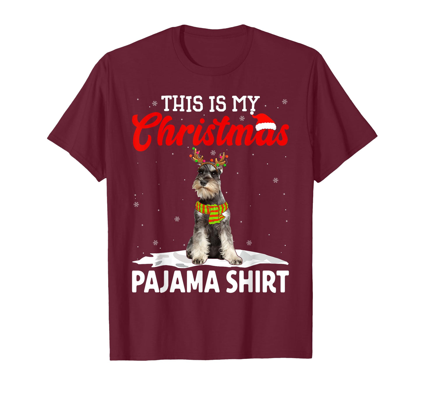 This Is My Christmas Pajama Shirt Schnauzer Dog T-Shirt for Men Women Kids