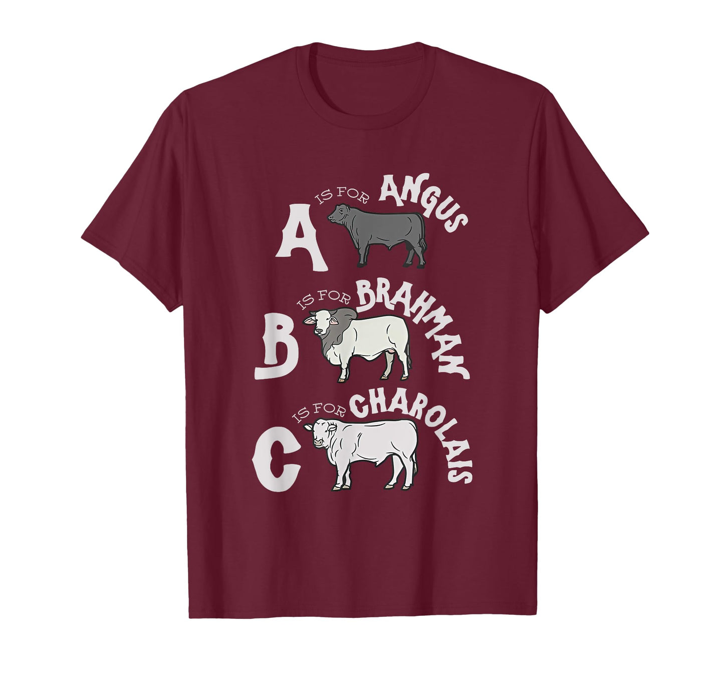 Cow Alphabet Kids Retro ABC Angus Brahman Charolais Toddlers T-Shirt