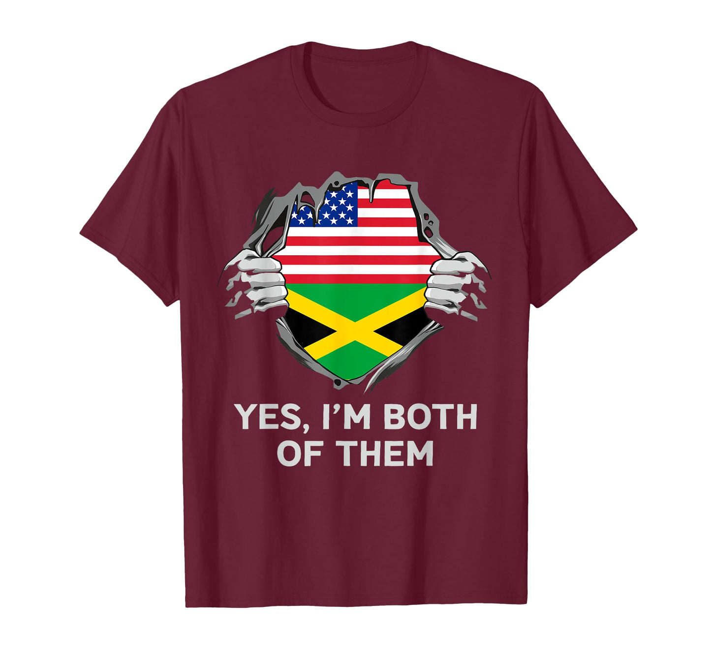 Half American Half Jamaican USA Jamaica Flag Mens Womens T-Shirt