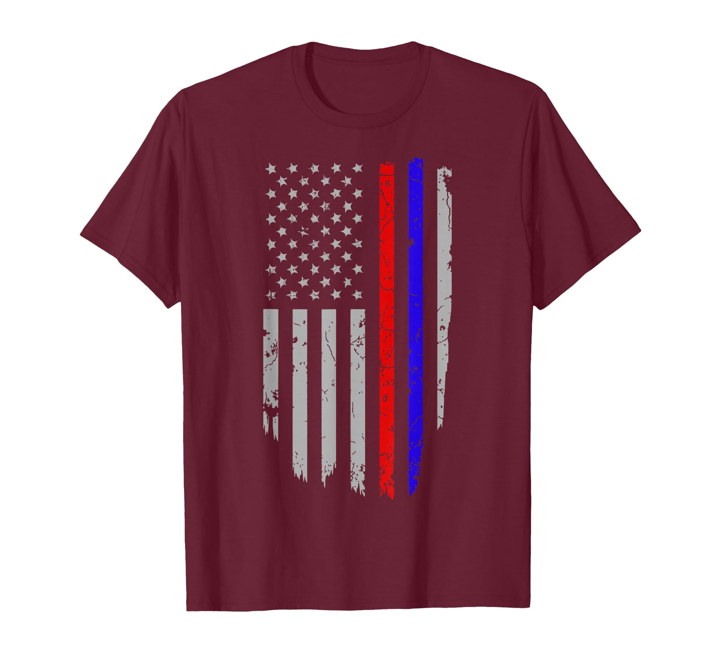 American Flag Red Blue Thin Line Apparel Firefighter Police T-Shirt