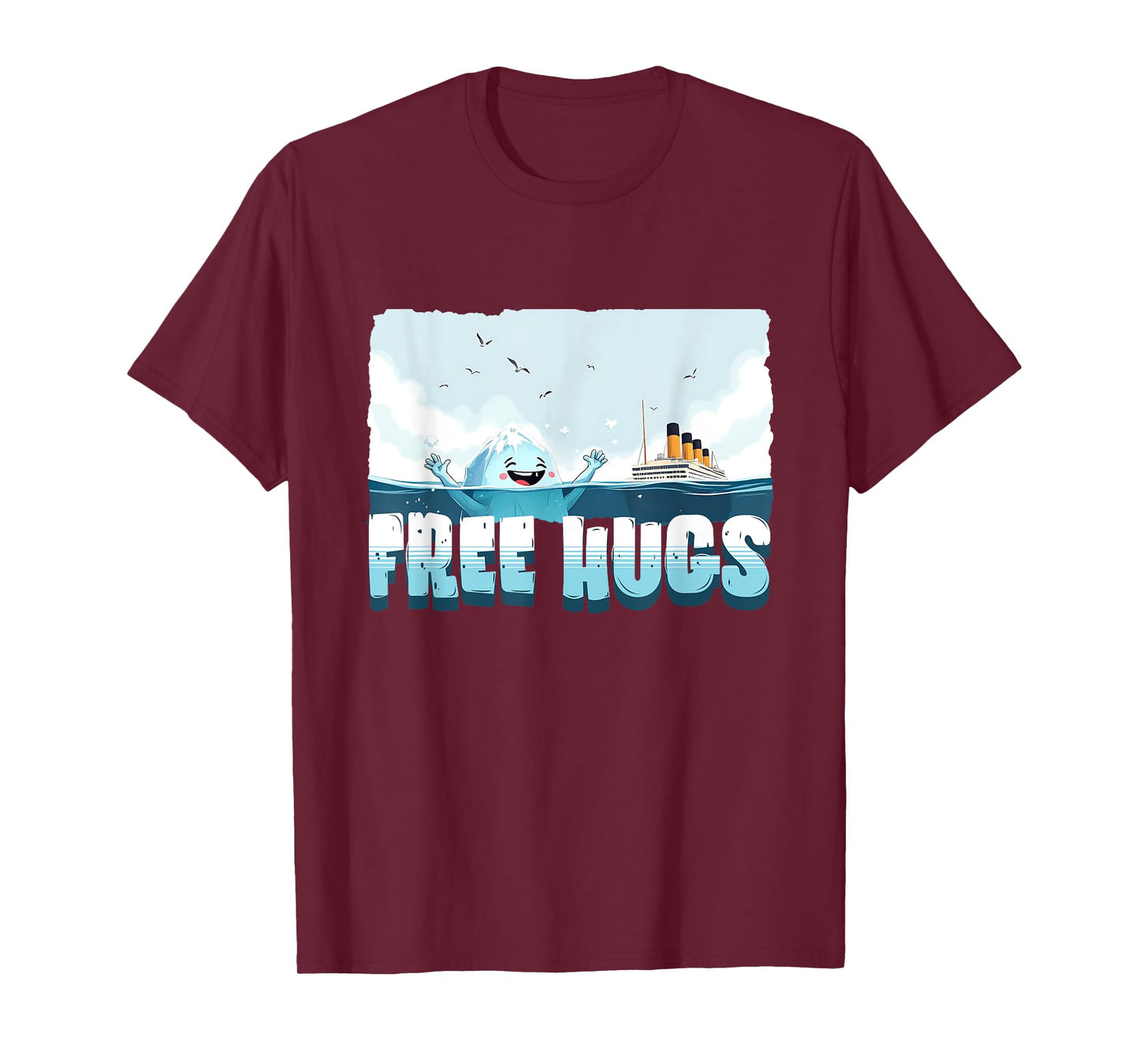 Free Hugs Funny Iceberg Cruise Ship Titanic Boys Girls Kids T-Shirt