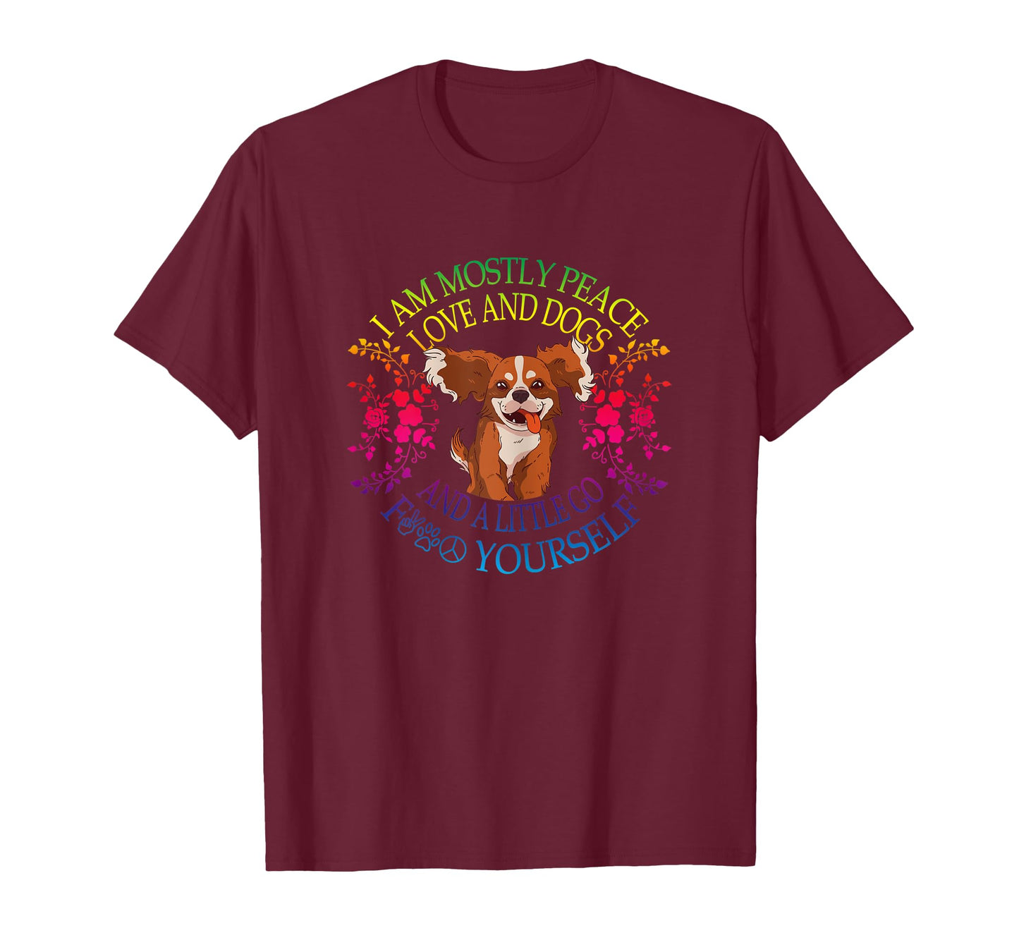 Womens Lovely Dog Saying I Am Mostly Peace Love And Dogs Funny Yoga T-Shirt