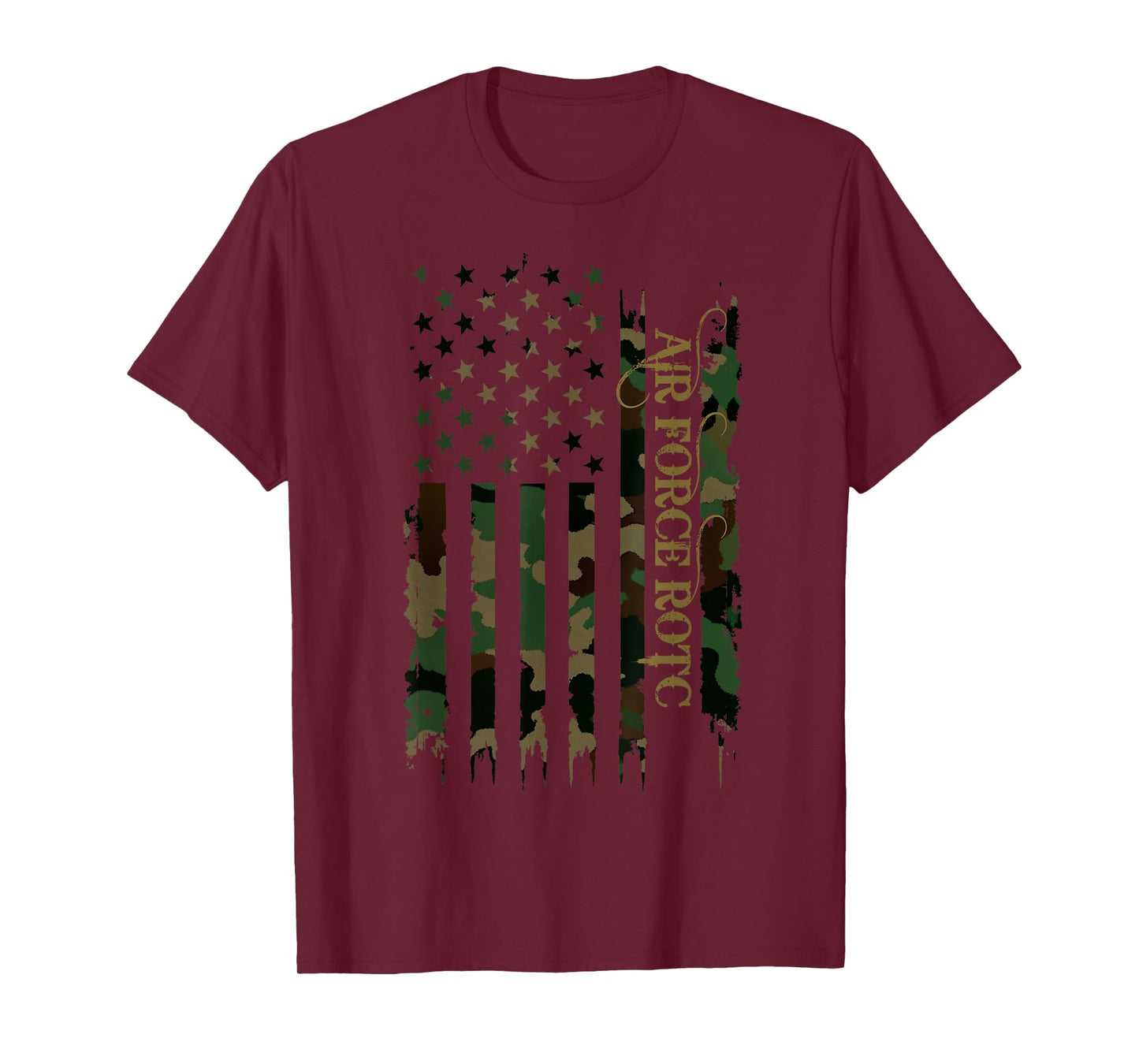 Air Force ROTC United States Distressed Camo w US Flag T-Shirt