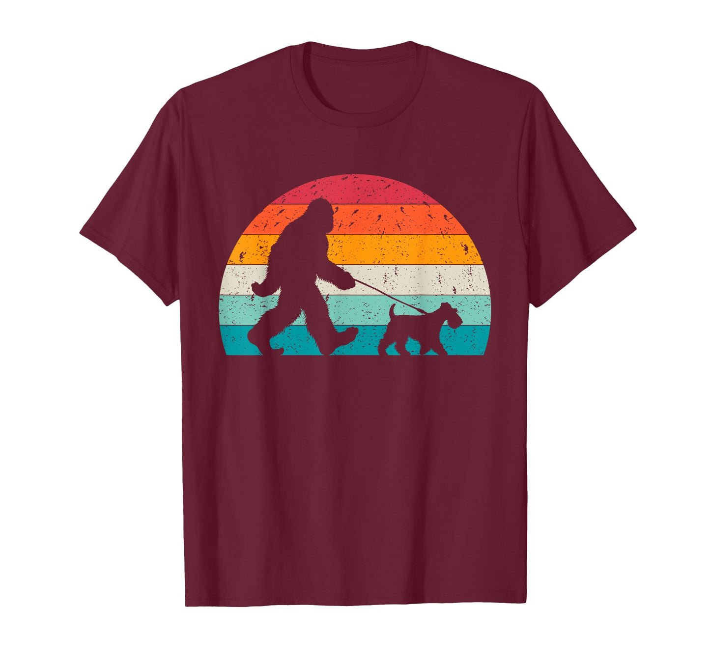 Bigfoot Walking a Dog Funny Welsh Terrier Lovers Dog Dad T-Shirt