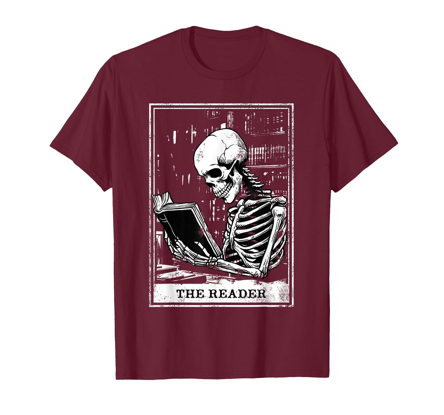 Tarot Card Shirt The Reader Tarot Skeleton Reading Book T-Shirt