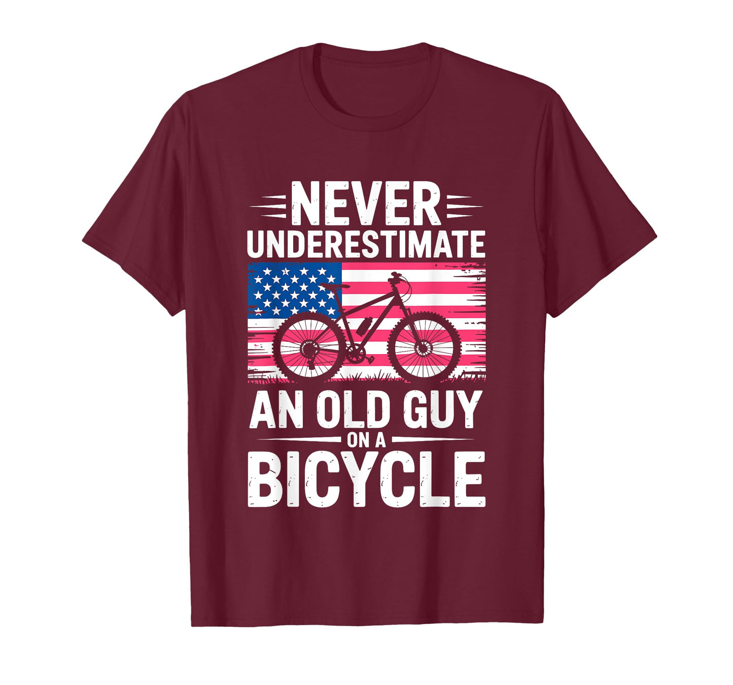 Vintage Funny Never Underestimate An Old Guy On A Bicycle T-Shirt
