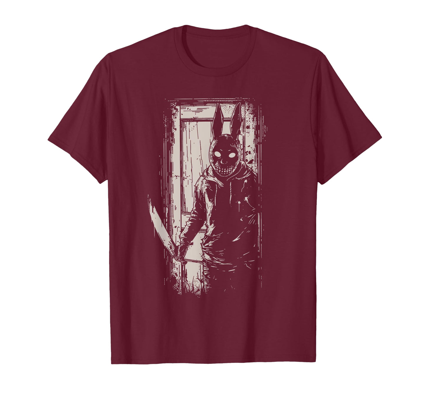Horror Scary Creepy Bunny Mask Man Rabbit Alt Goth Slasher T-Shirt