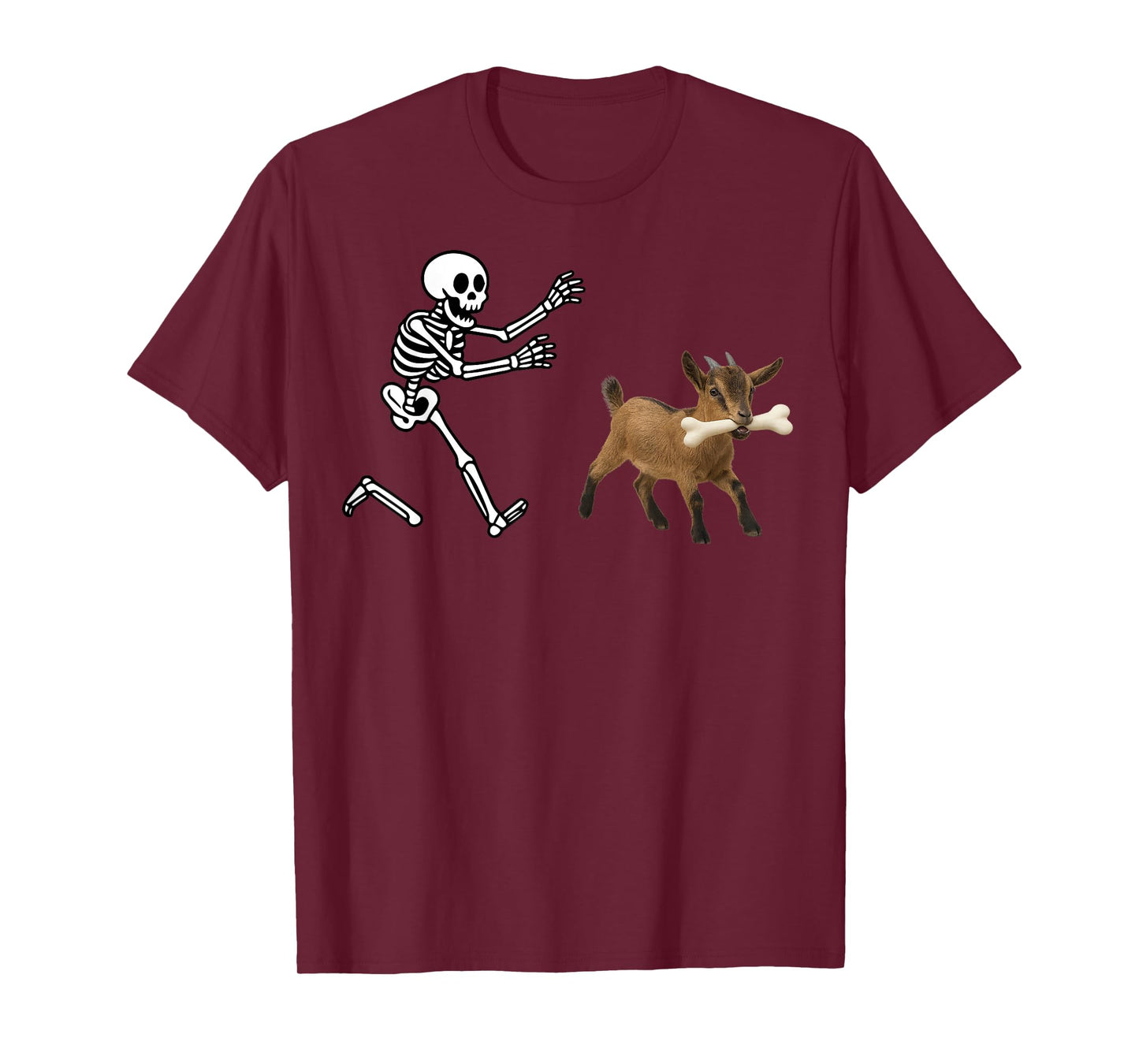 Funny Goat Running Skeleton Halloween T-Shirt