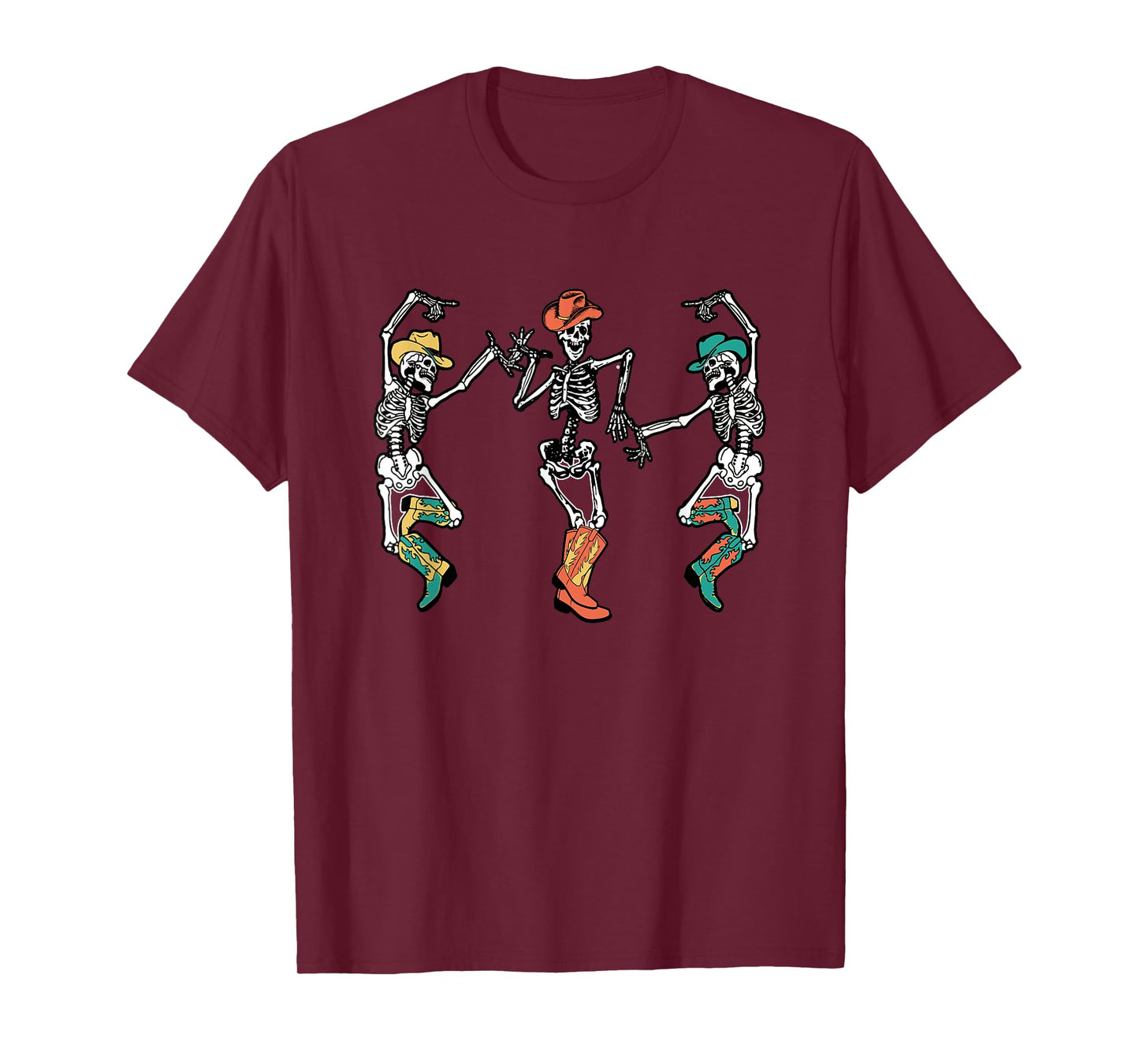 Cowboy Skeleton Cowgirl Dancing Boots Halloween T-Shirt