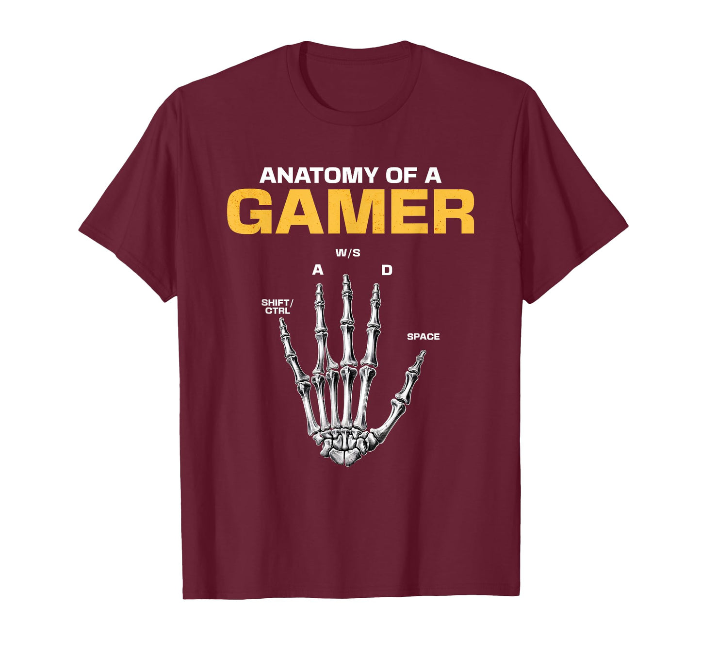 Anatomy Of A Gamer Skeleton Hand Funny Video Gamer Men Boys T-Shirt