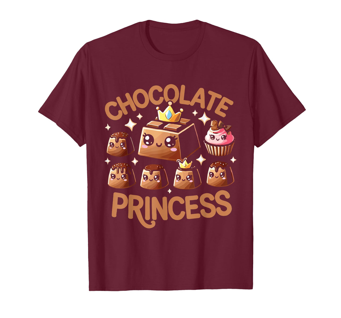 Chocolate T Shirt - Women's Chocolate Princess T-Shirt - Black - Small - Short Sleeve - Crew Neck - Modern - Chocolate-themed Design - Unisex-Kids