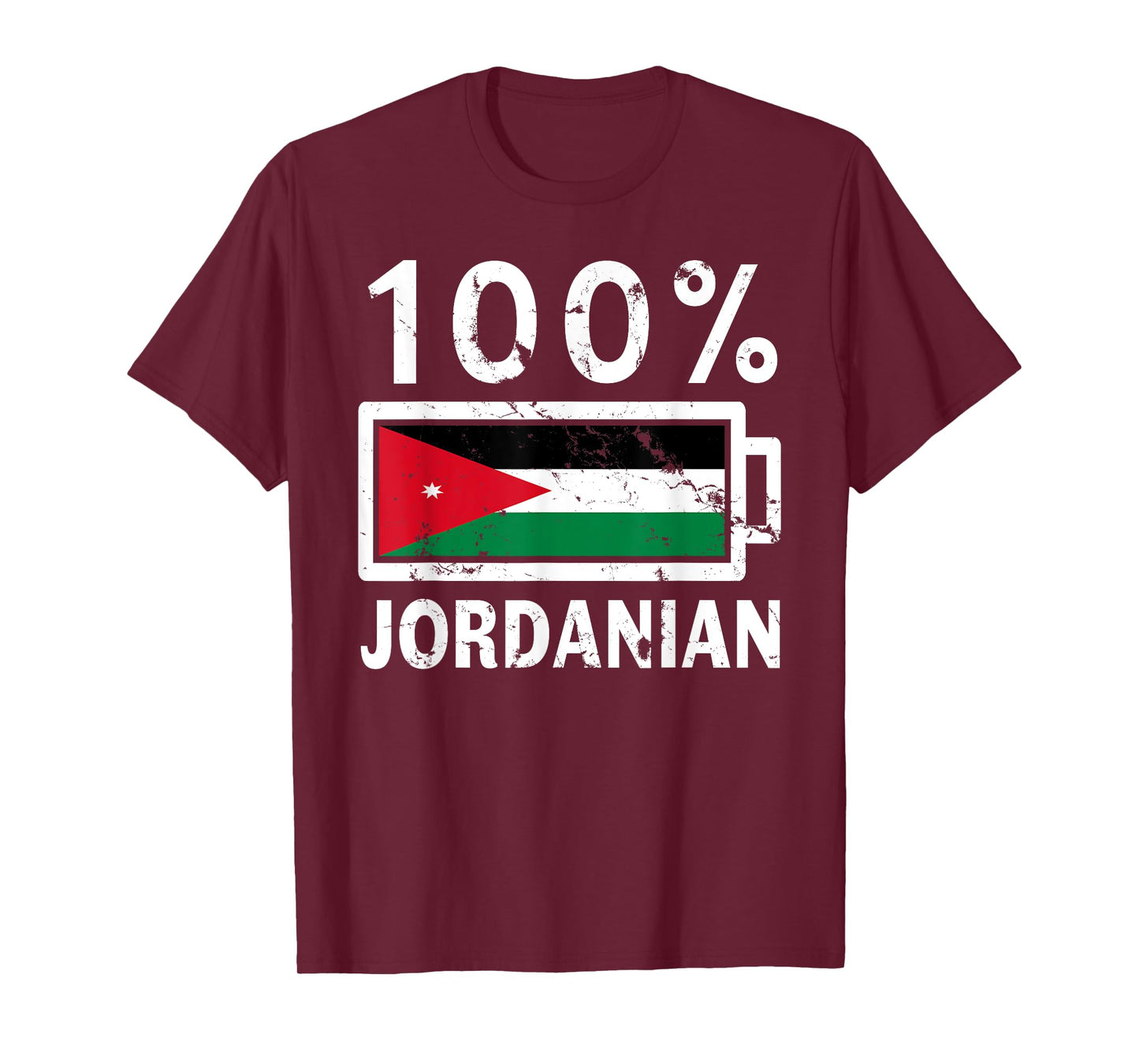 Jordan Flag T-Shirt | 100% Jordanian Battery Power Tee T-Shirt