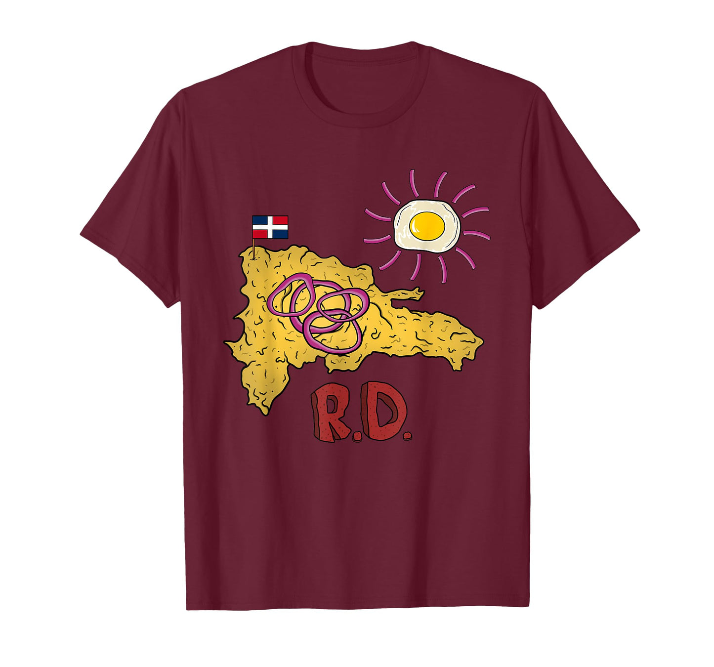 Dominican Republic Favorite Food | Mangú DR Map Egg & Salami T-Shirt