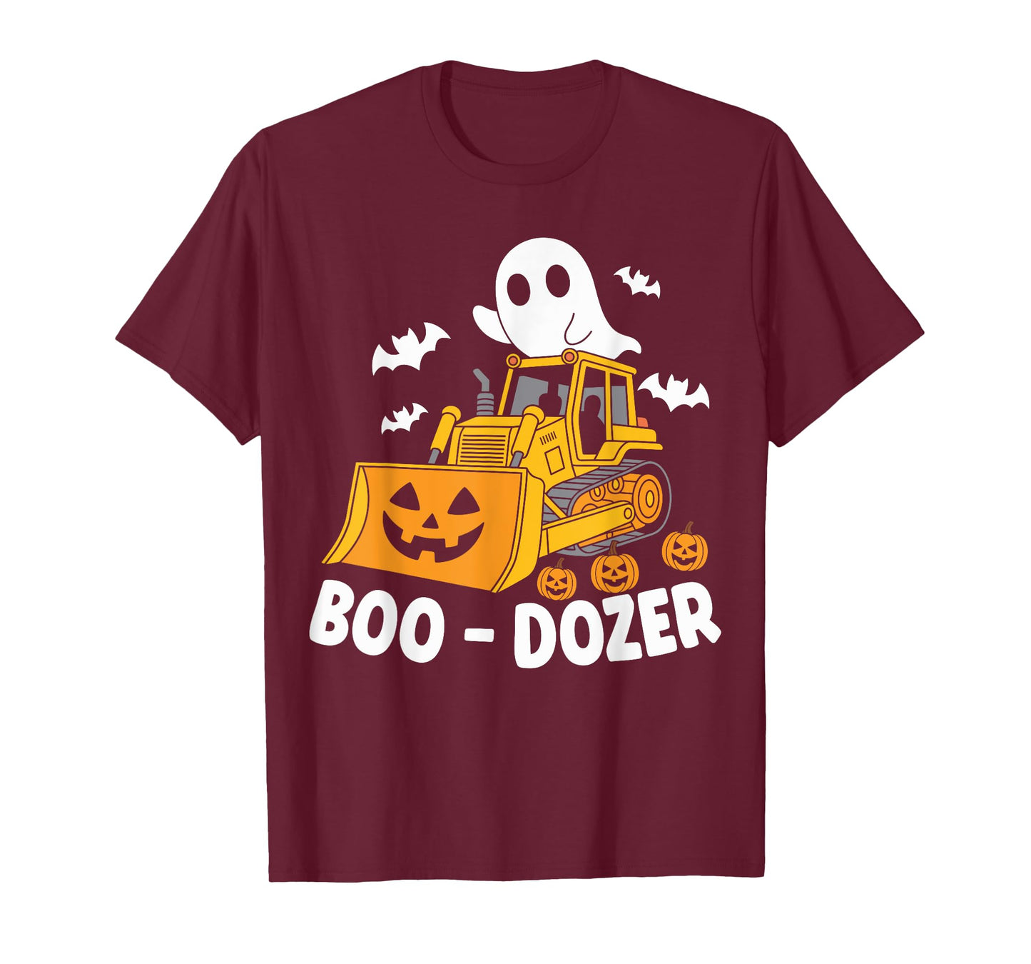 Funny Halloween Bulldozer Ghost Cute Spooky Pumpkin Tractor T-Shirt