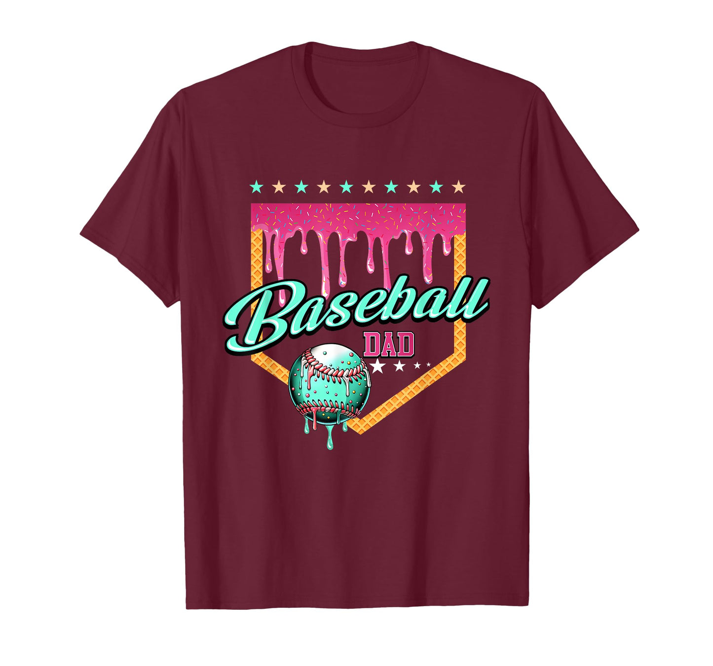 Baseball Dad Drip Home Plate Dripping Ice Cream T-Shirt