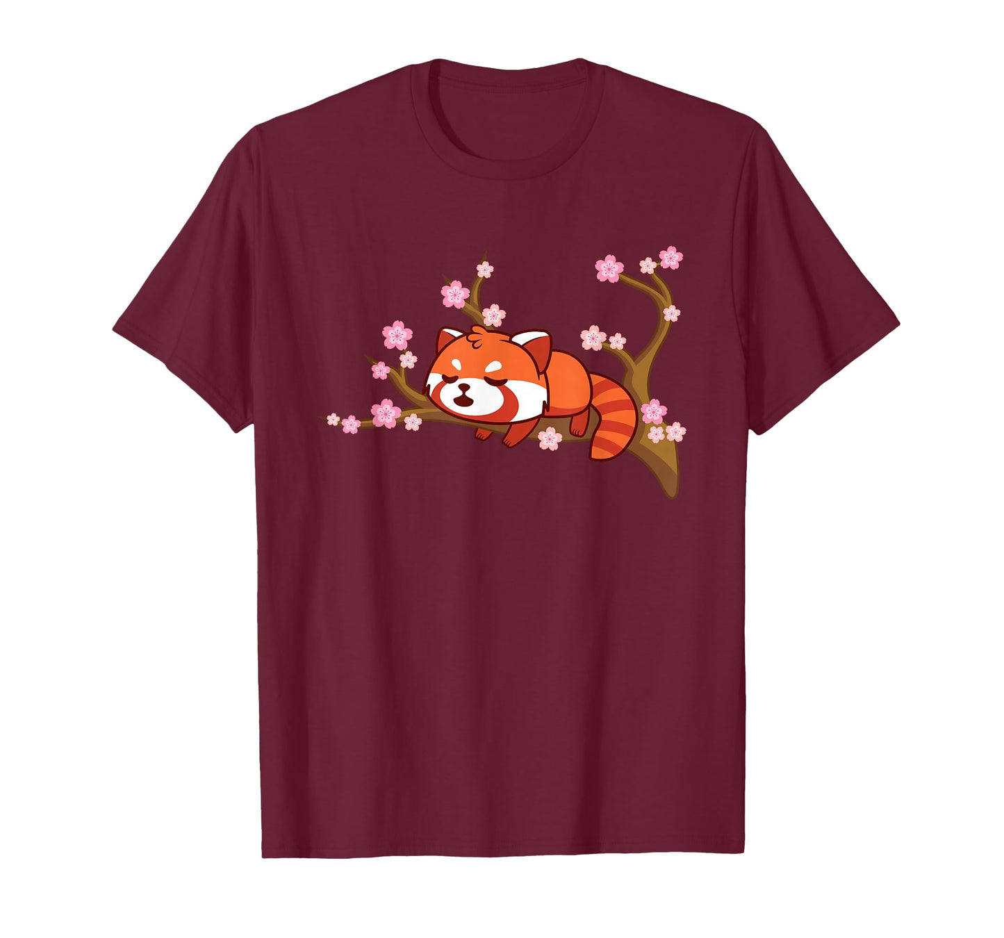 Funny Red Panda Kawaii Japanese Cherry Blossom Flower Gifts T-Shirt Small