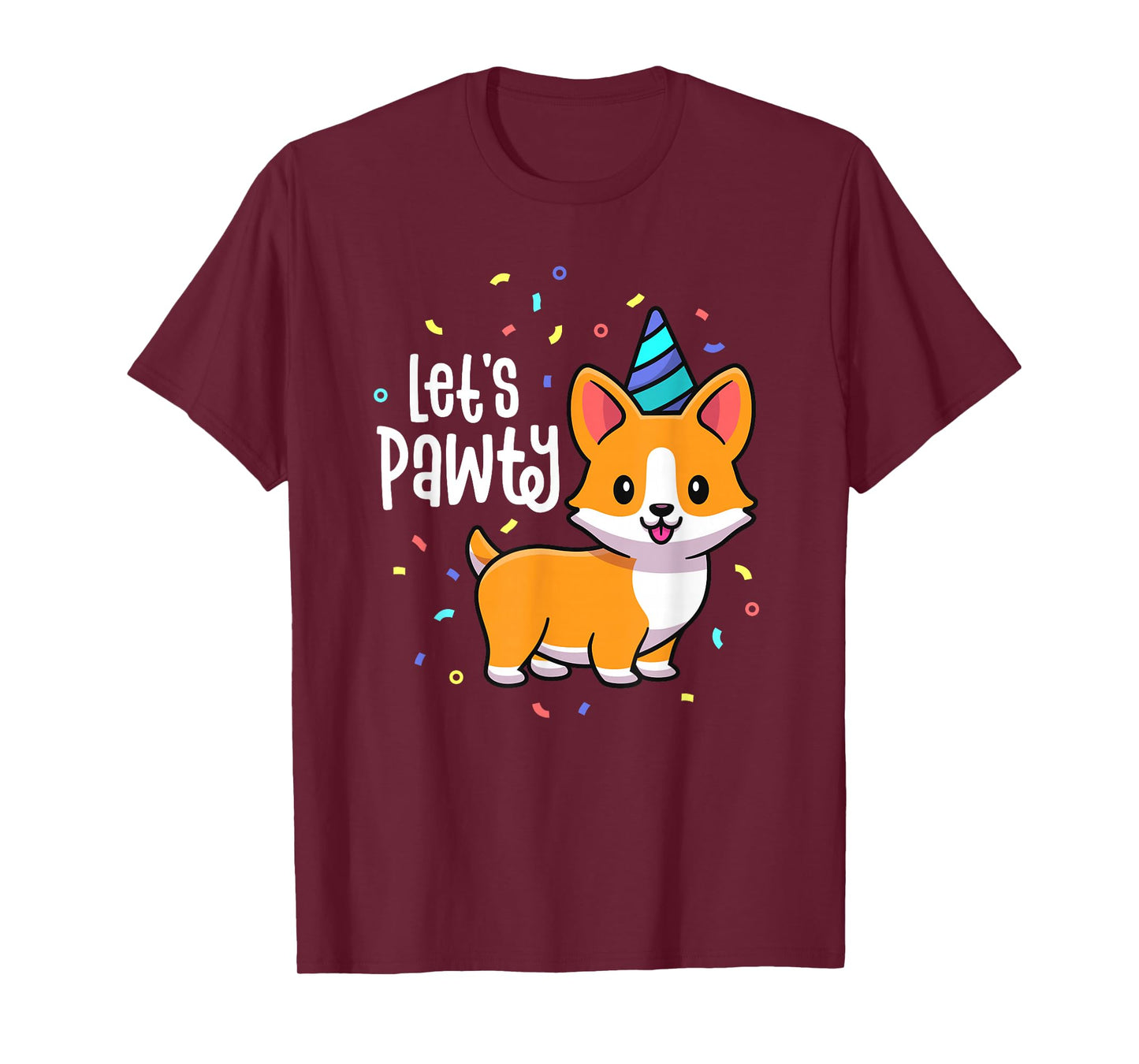 Lets Pawty Birthday Corgi Outfit Kid Dog Themed Party T-Shirt