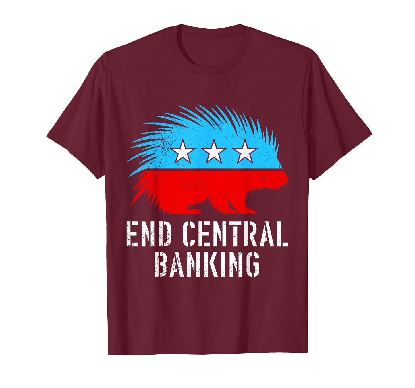 Loveration END CENTRAL BANKING USA Funny Porcupine T-Shirt