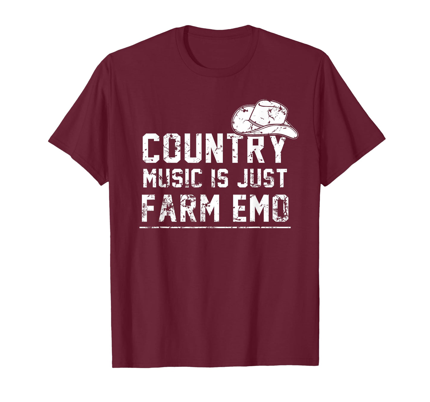 Unique Country Music Is Just Farm Emo Funny Western Hat T-Shirt