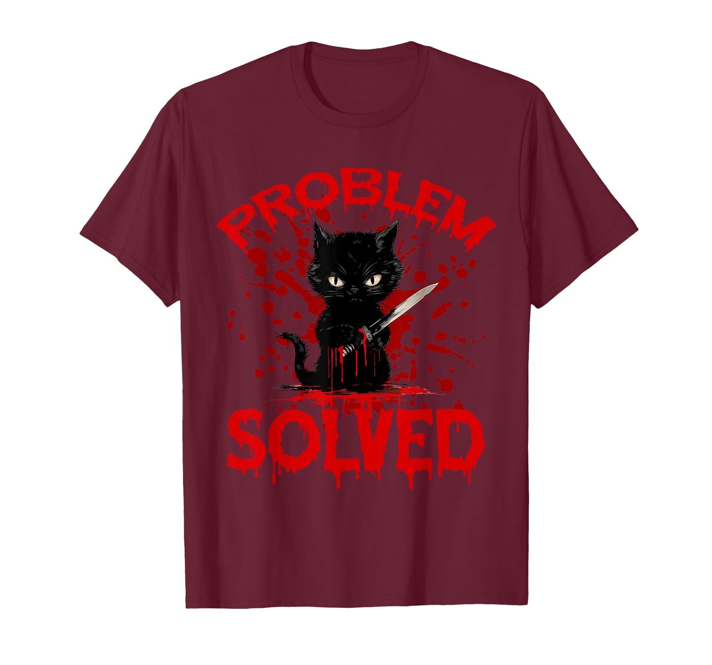 Problem Solved Black cat T-Shirt for Men Women