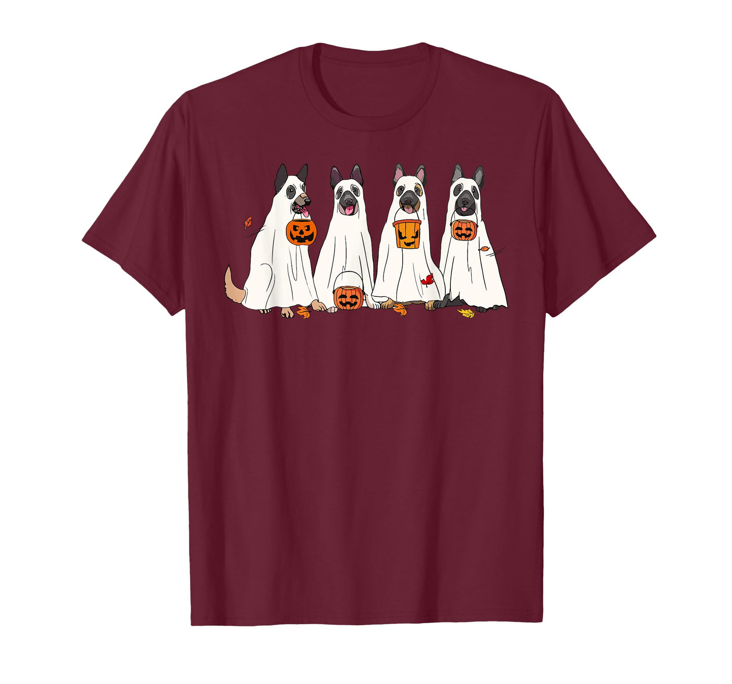 Dog Halloween Trick Or Treat Boo Ghost Pumpkin Malinois Dogs Men Women Kids T-Shirt