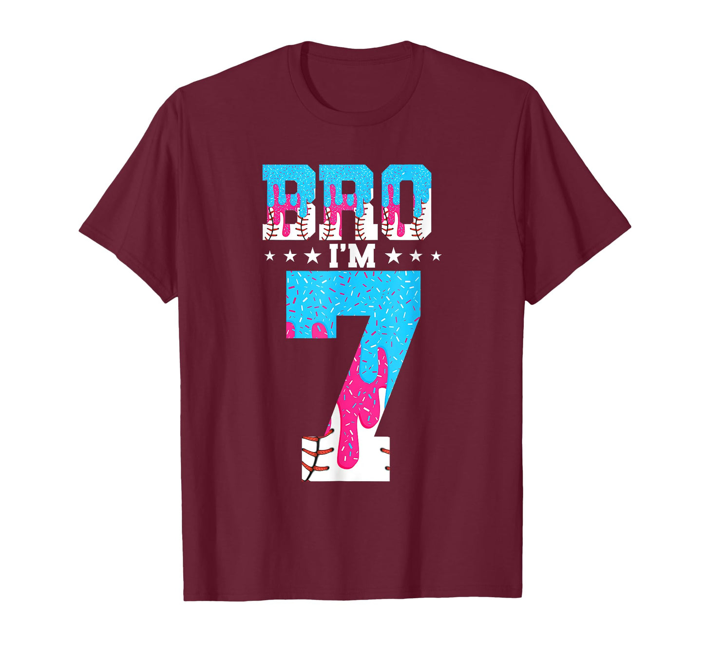 Bro 7th Birthday Boy Baseball Ice Cream Drip 7 Year Old Boy T-Shirt