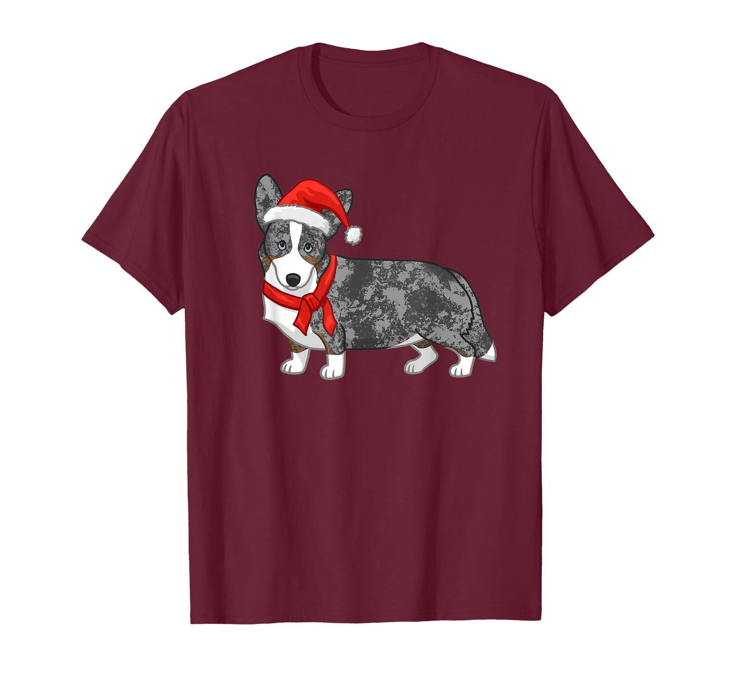 Cute Blue Merle Cardigan Corgi Christmas Santa Hat T-Shirt