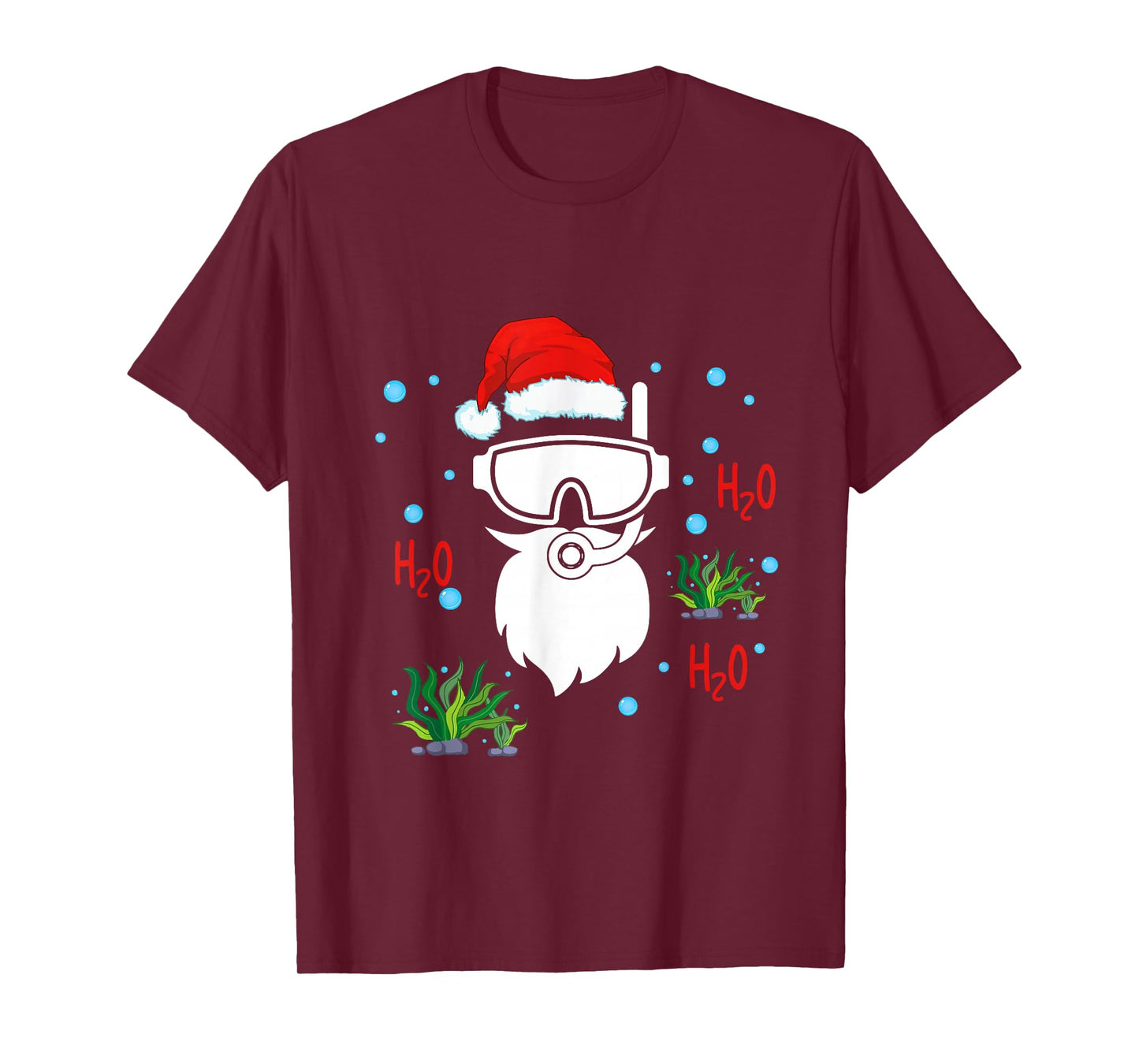 Christmas Diving Santa Face Funny Scuba Diver Dving Lover T-Shirt