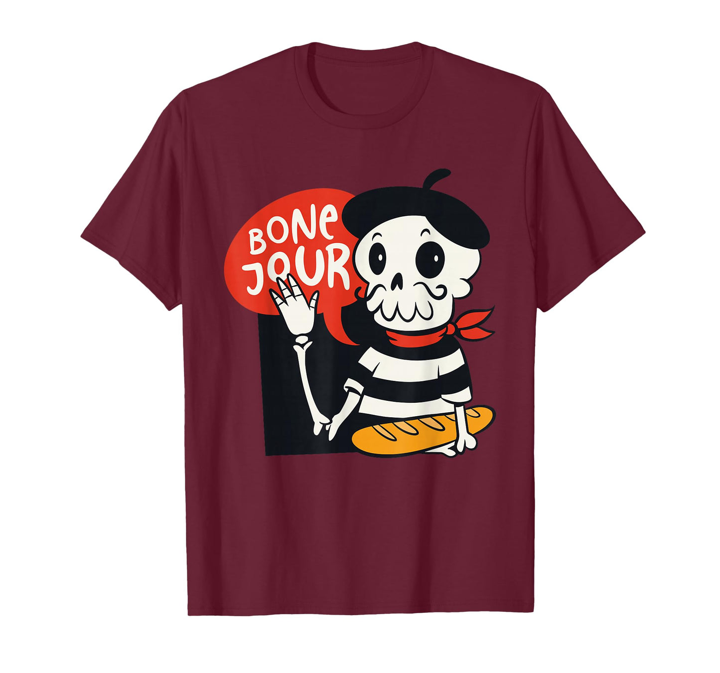 French Halloween Shirt Bone-Jour Shirt Halloween Skeleton T-Shirt