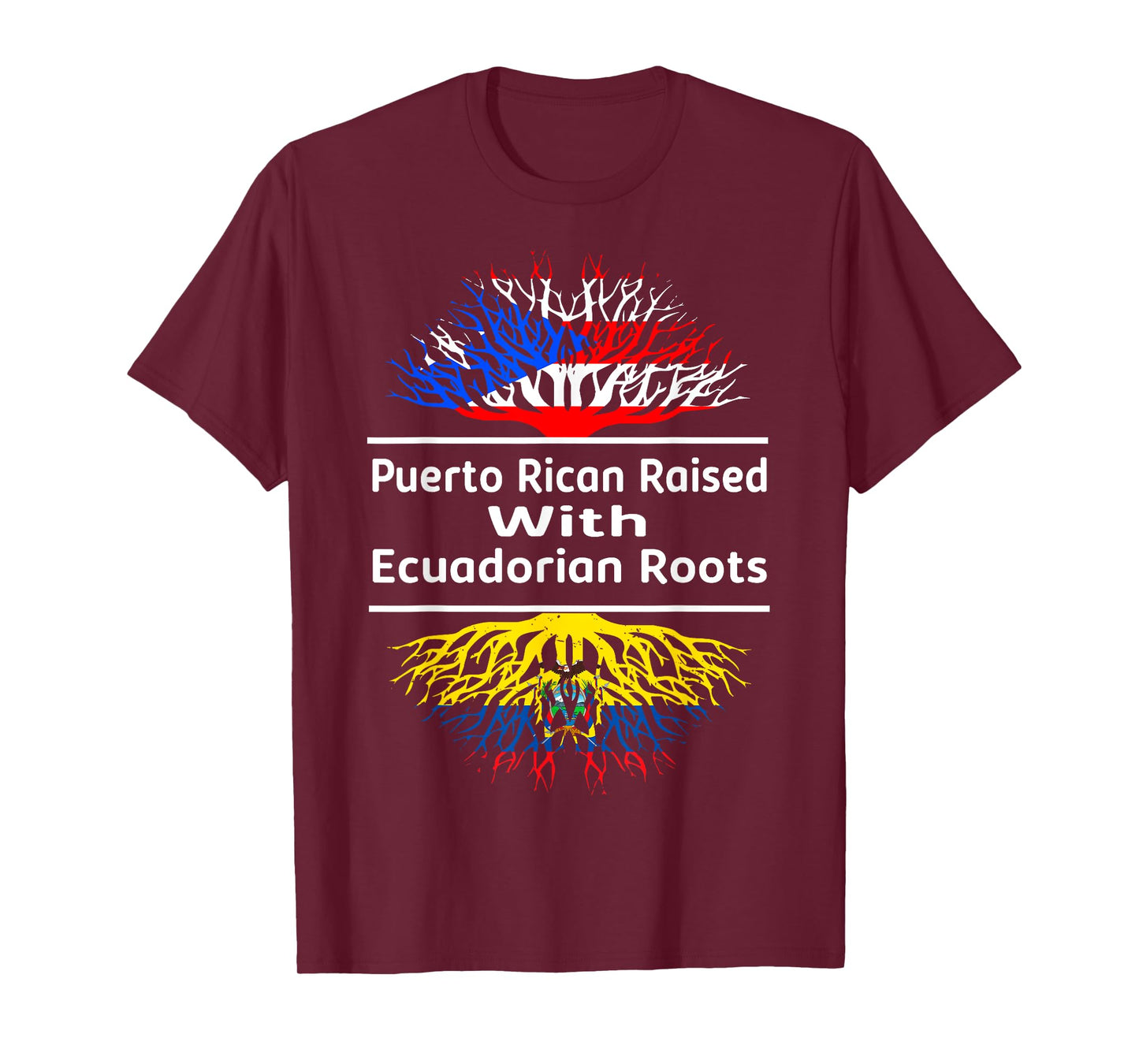 Half Ecuadorian Half Puerto Rican Rico Ecuador Flag Roots T-Shirt