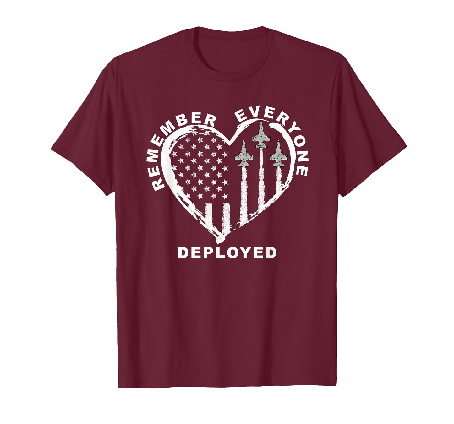 RED Friday Remember Everyone Deployed Military Heart Jet T-Shirt
