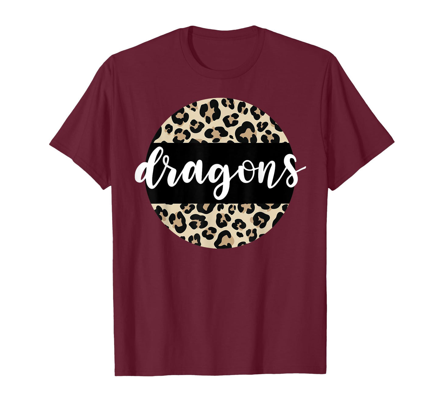 Leopard Print Dragons Team Mascot School Spirit Game Night T-Shirt