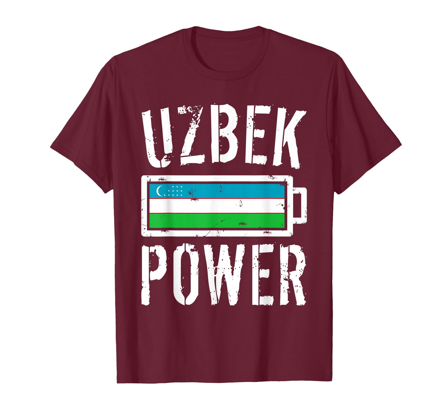 Uzbekistan Flag T-Shirt | Uzbek Power Battery Proud Tee T-Shirt