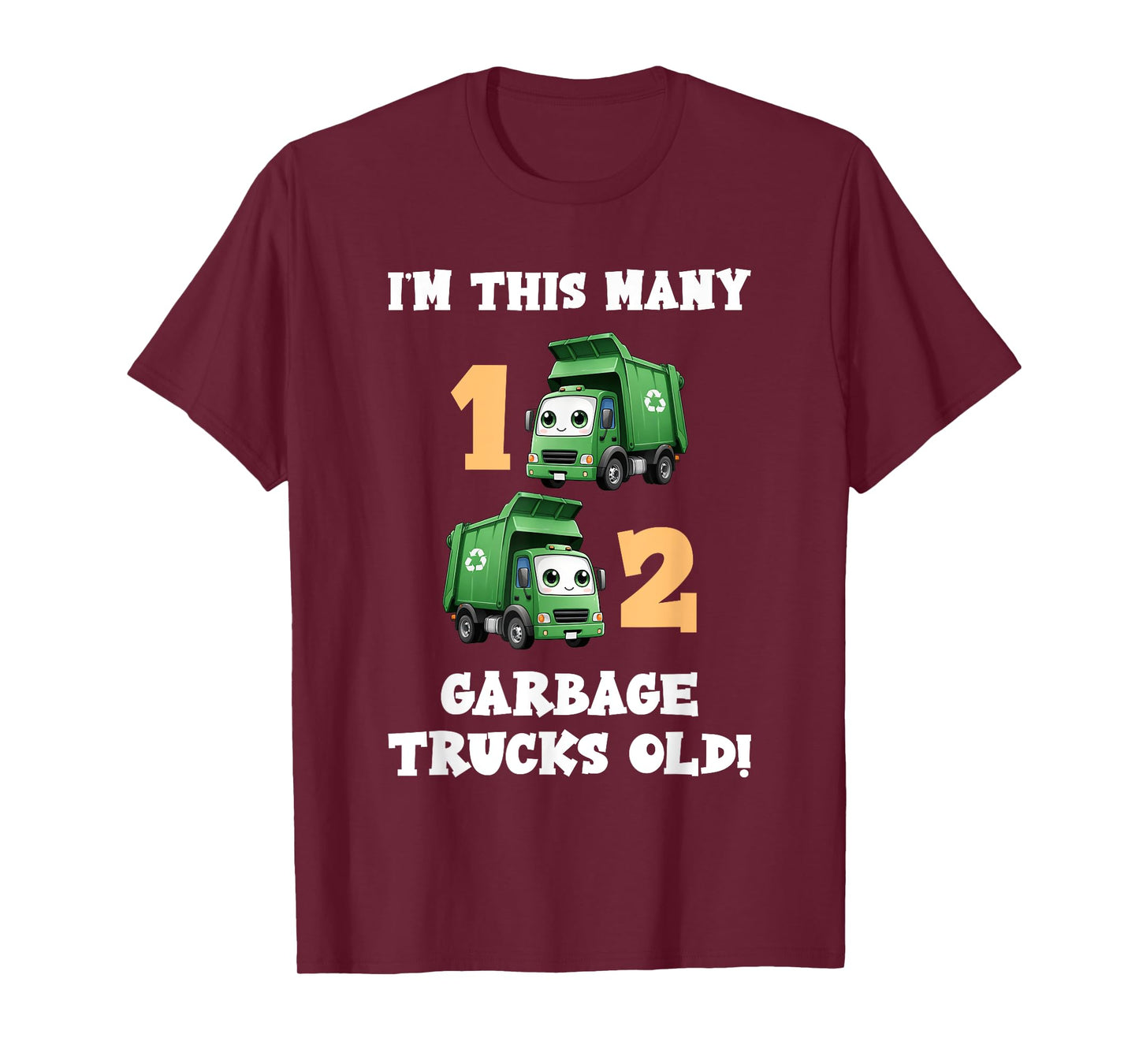 2nd Birthday Boy I'm This Many Garbage Trucks 2 Years Old T-Shirt