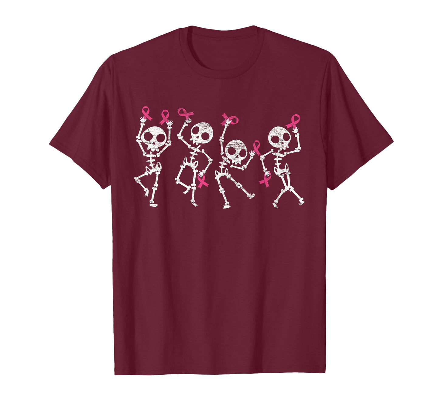 Pink Ribbon Breast Cancer Awareness Skeleton Women Men Kids T-Shirt